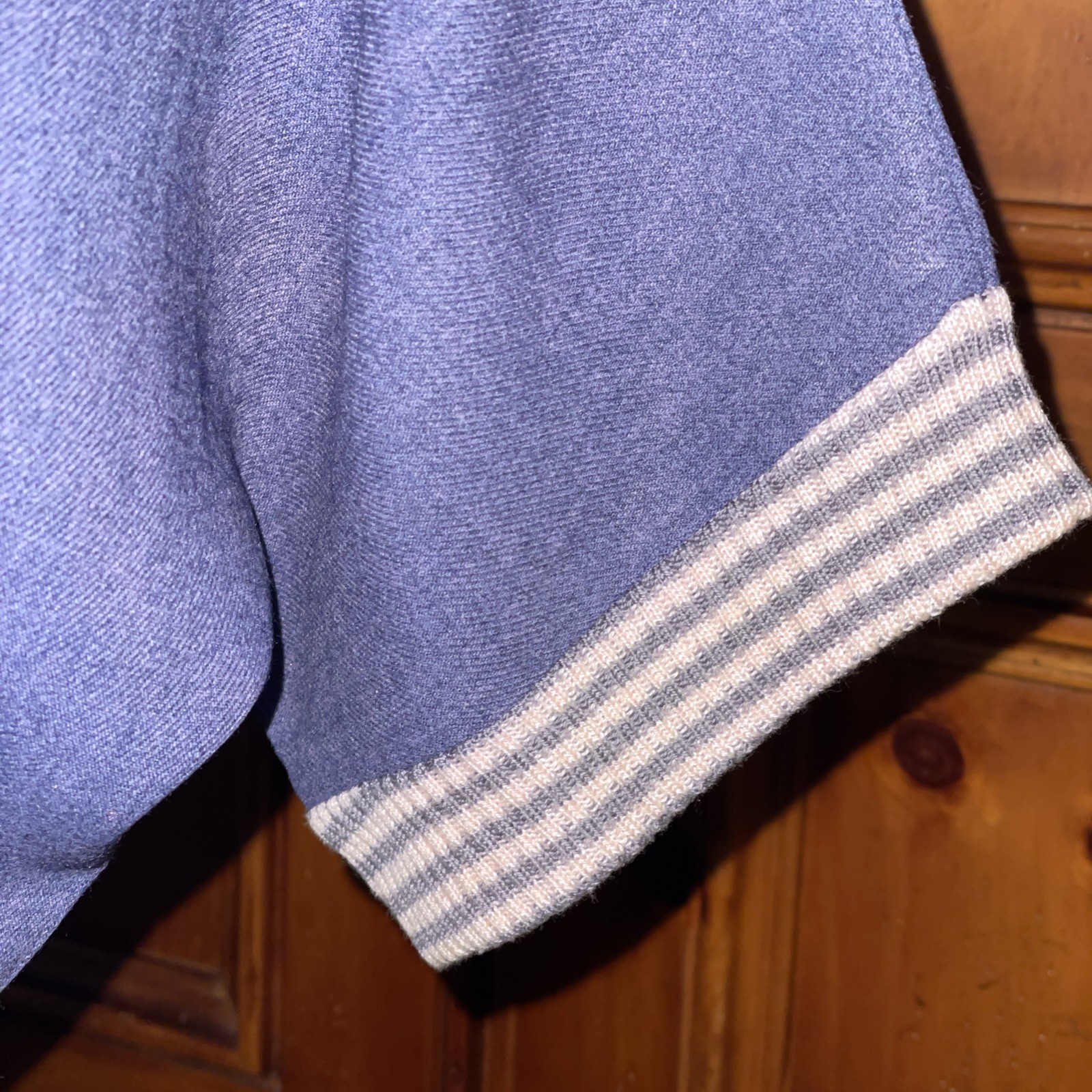Vtg 30s 40s 50s Chambray Denim Gabardine House Dress M Striped Knit Collar Belt