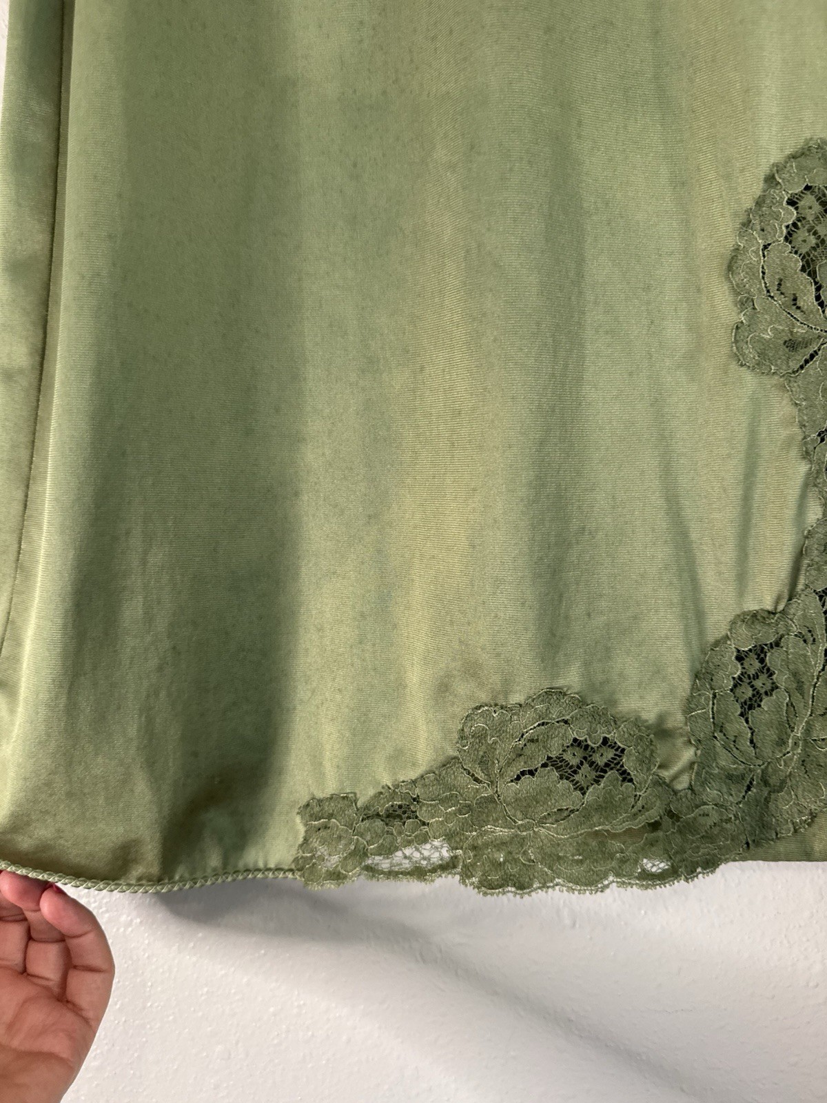 Vintage 70s Forest Fairy Moss Green Slip Camisole Set Grunge Whimsigoth Coord