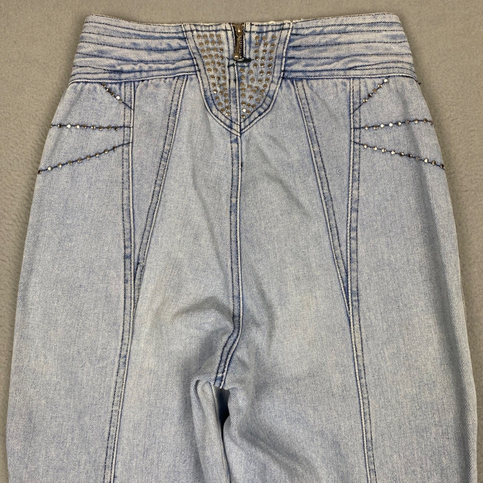 Cristina Vintage Studded High Waist Acid Wash Tapered Jeans Women Junior 7/8 Y2K