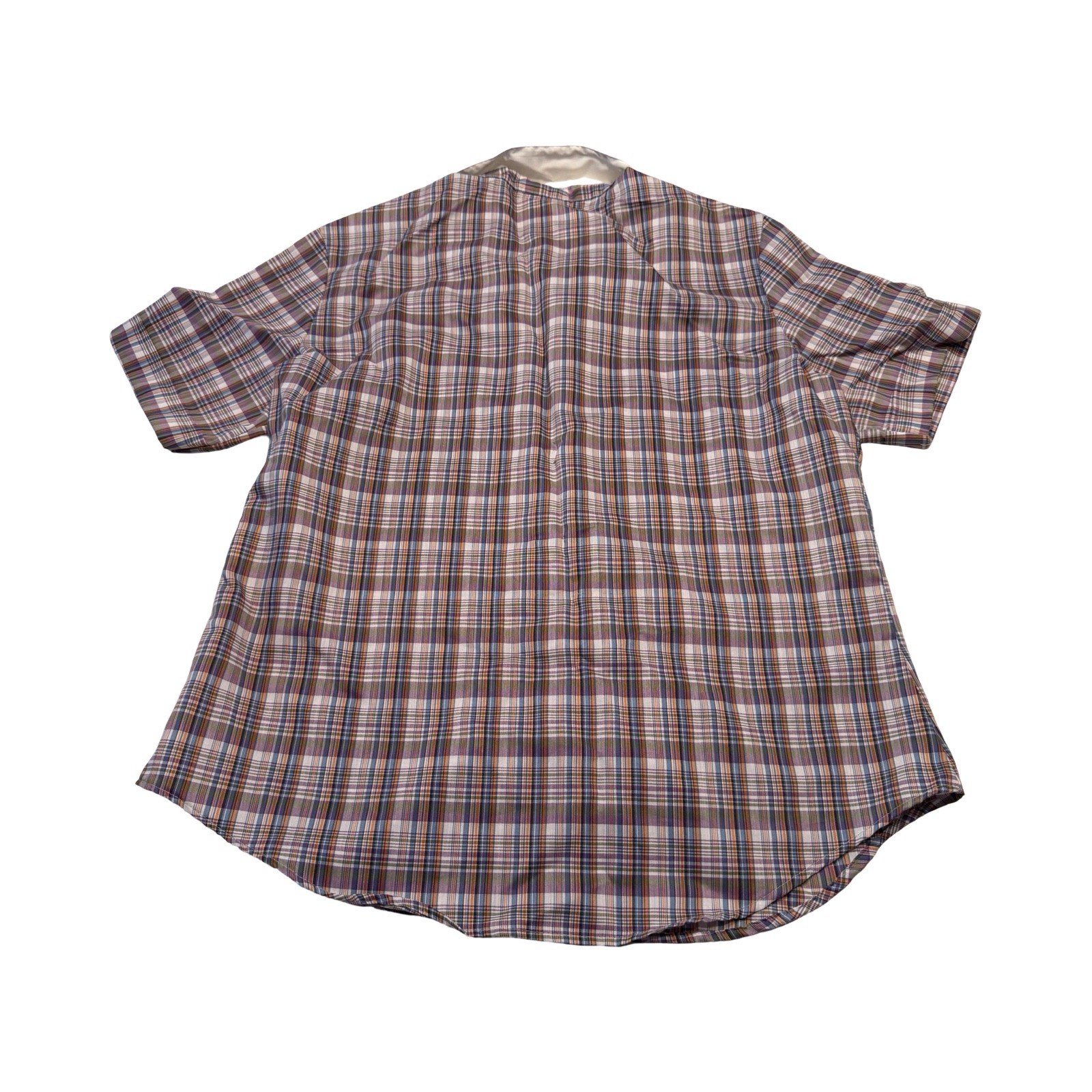 Vintage Oak Hill Plaid Short Sleeve Shirt Floral Embroidered Peter Pan Collar 18