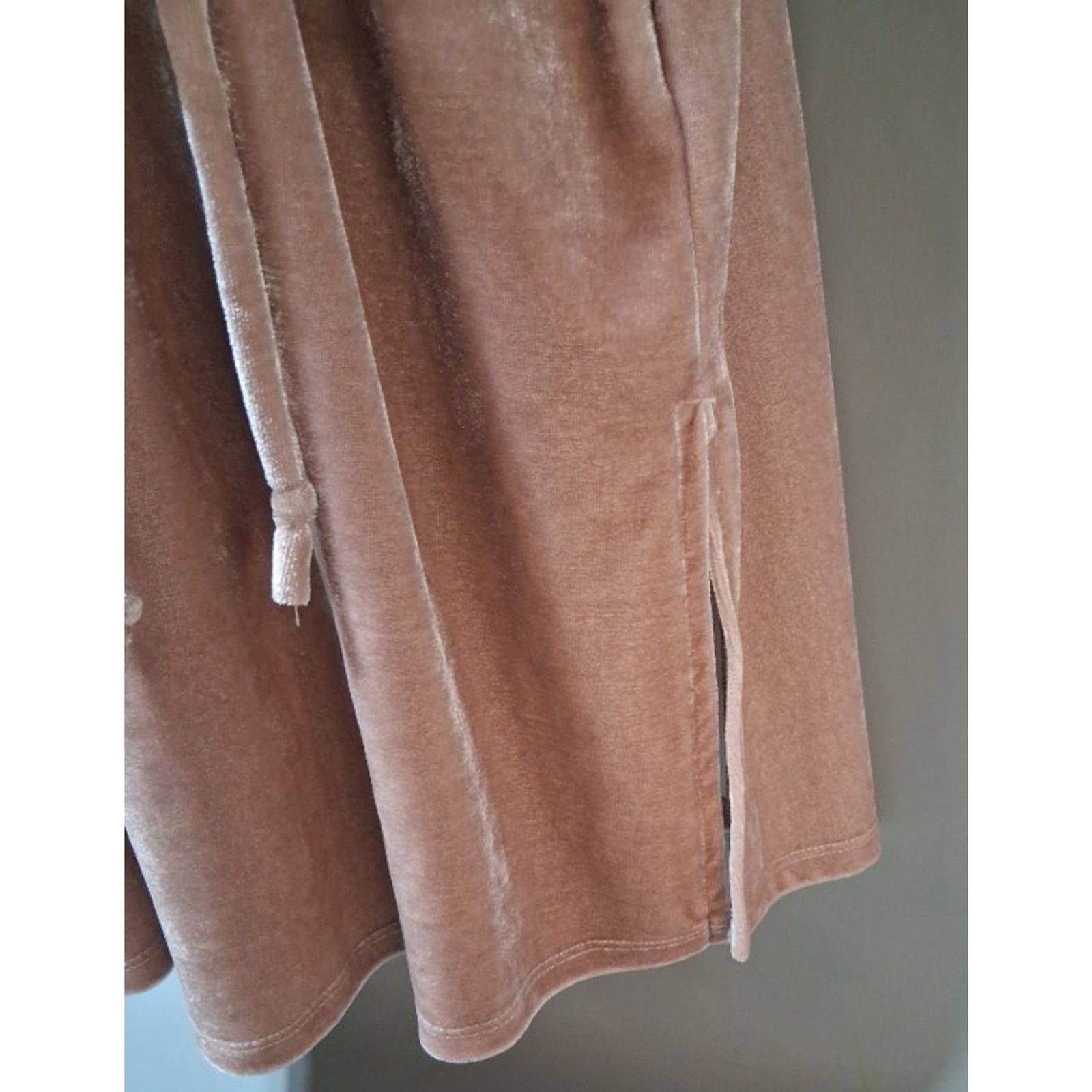 Mystree Rose Gold Crushed Velvet Floral Embroidered Boho Tunic Mini Dress M