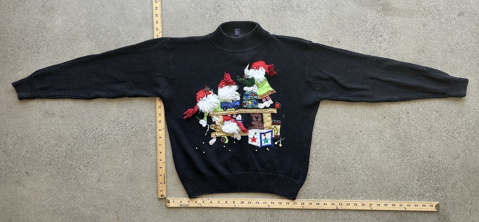 Vintage Work in Progress Gladys Bagley Ugly Christmas Embellished Sweater Size M