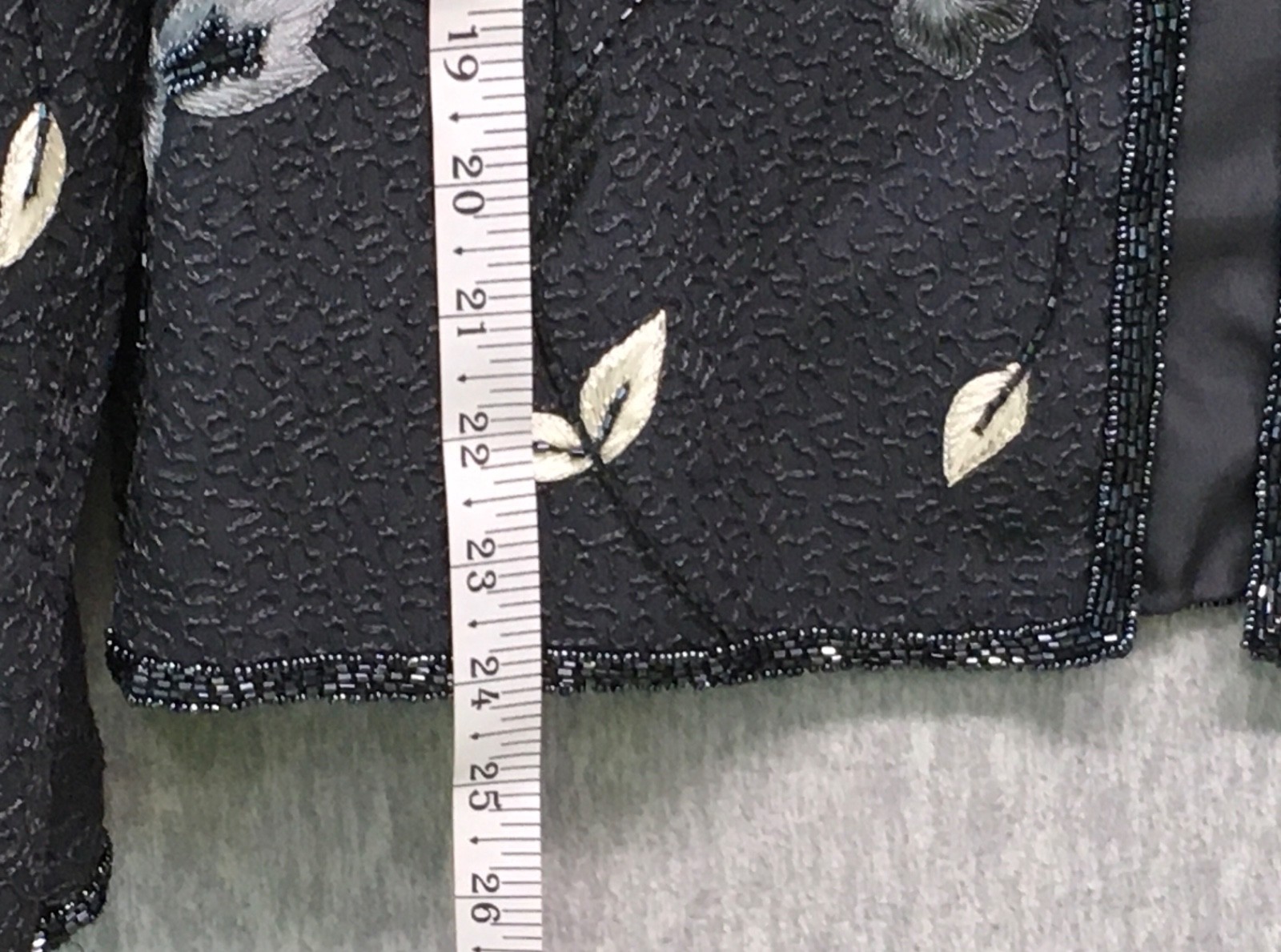 Adrianna Papell Evening Womens 12 Grey Beaded Sequin 100%Silk Long Sleeve Jacket