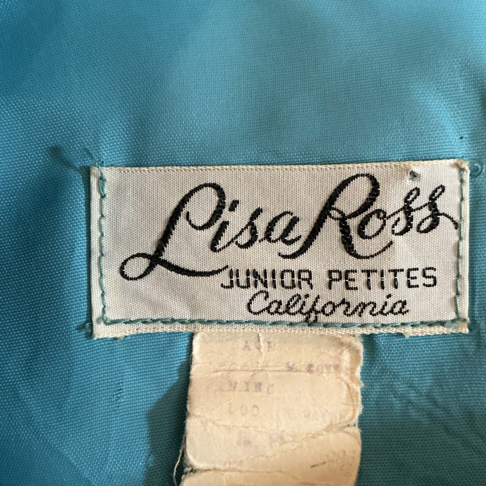 60s VINTAGE Lisa Ross California Lace Shift Dress Turquoise Lined Size 7 #10E3