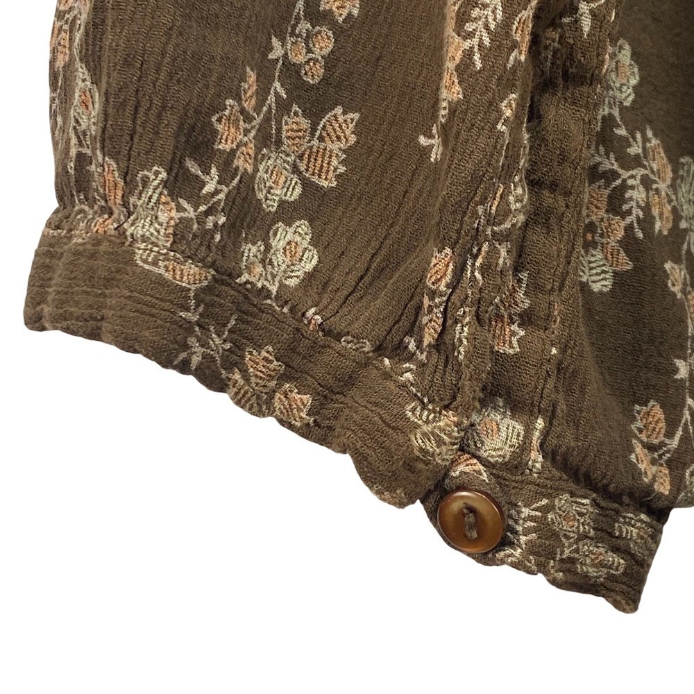 Route 66 Brown Floral Boho Peasant Blouse Women’s 3X/4X VTG Cottagecore Romantic
