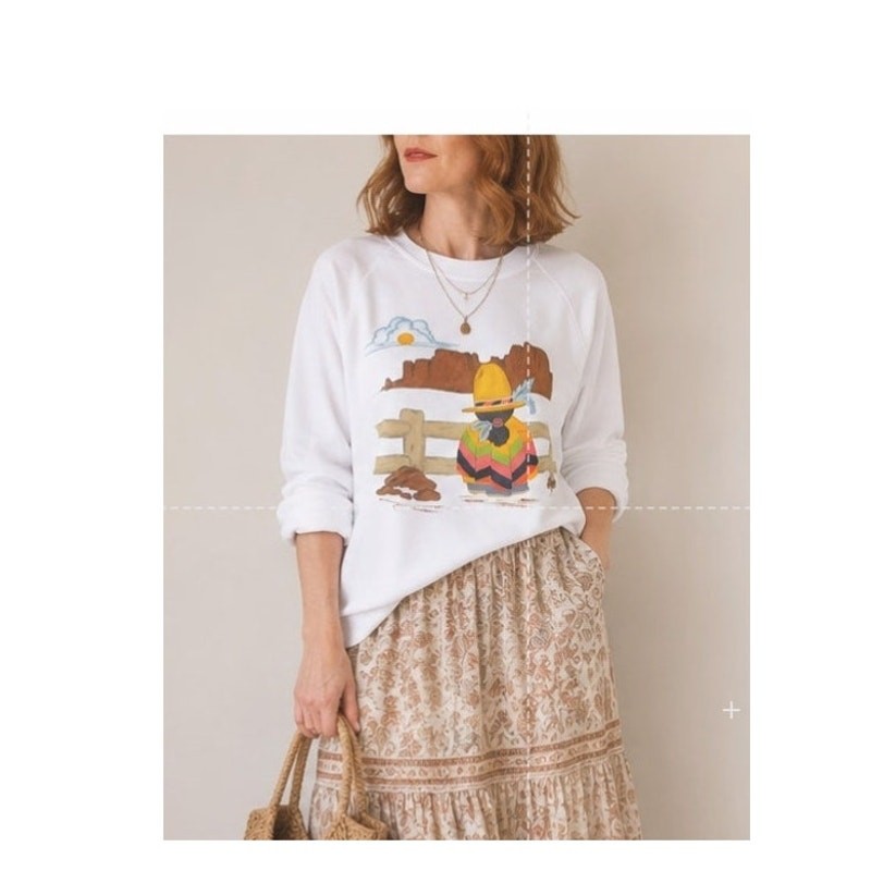 Vintage 90s Handpainted Desert Scene Sweatshirt Size M Southwest Artisan