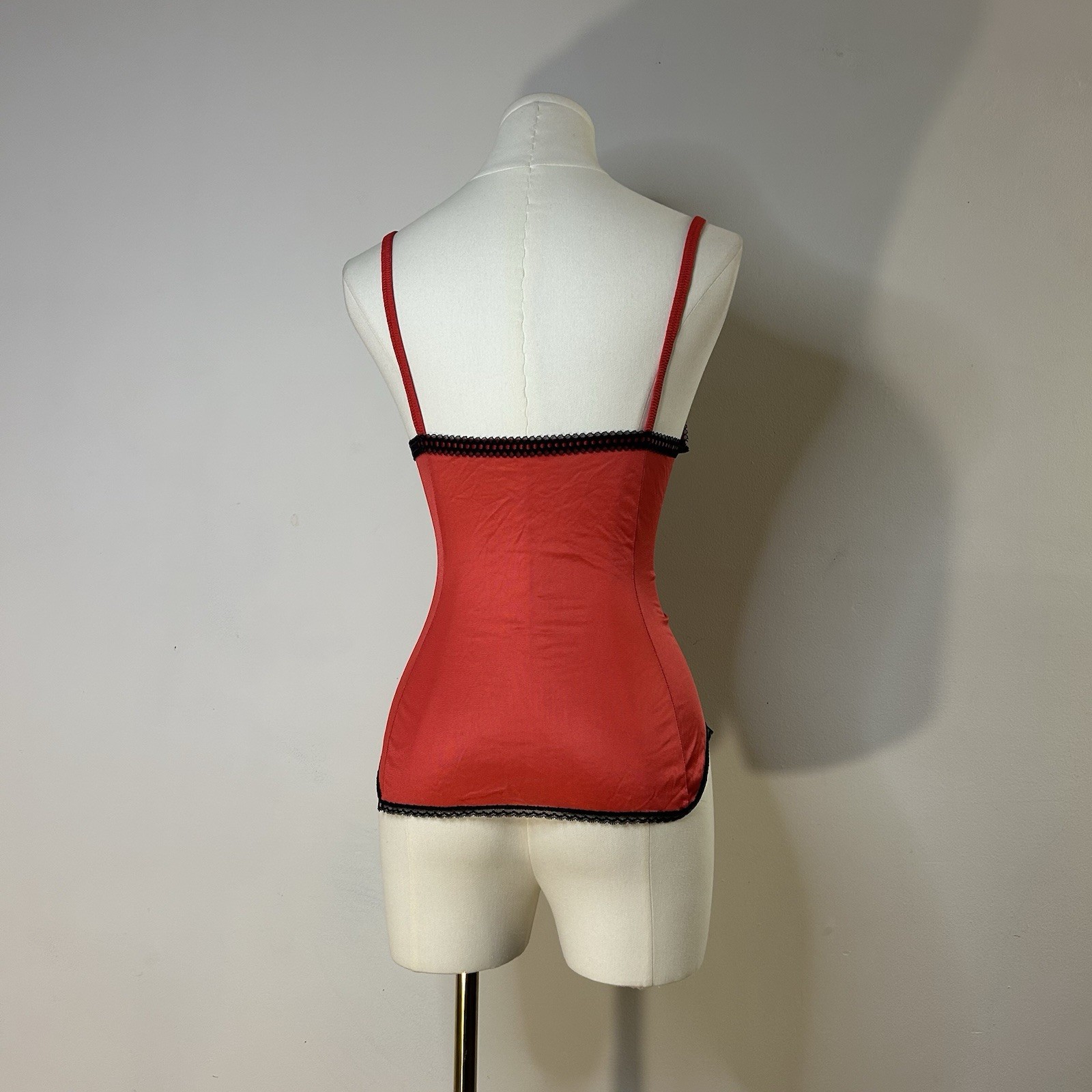Vintage Camisole Top Alt Fairy Bimbo Whimsigoth 32-35 Inch Bust Black Red