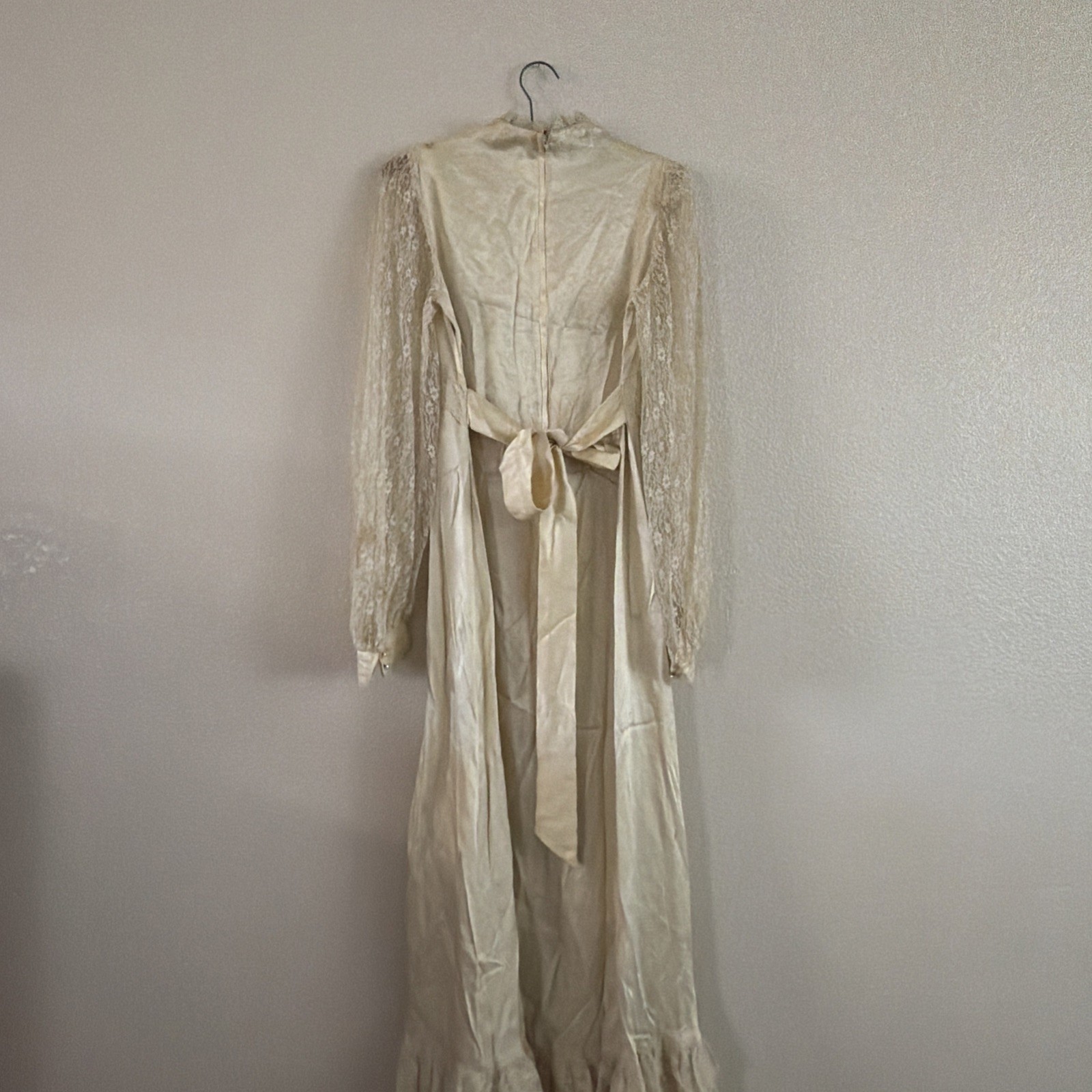 Vintage 1970’s Gunne Sax Satin & Lace DRESS GOWN Prairie Boho Style Size 11