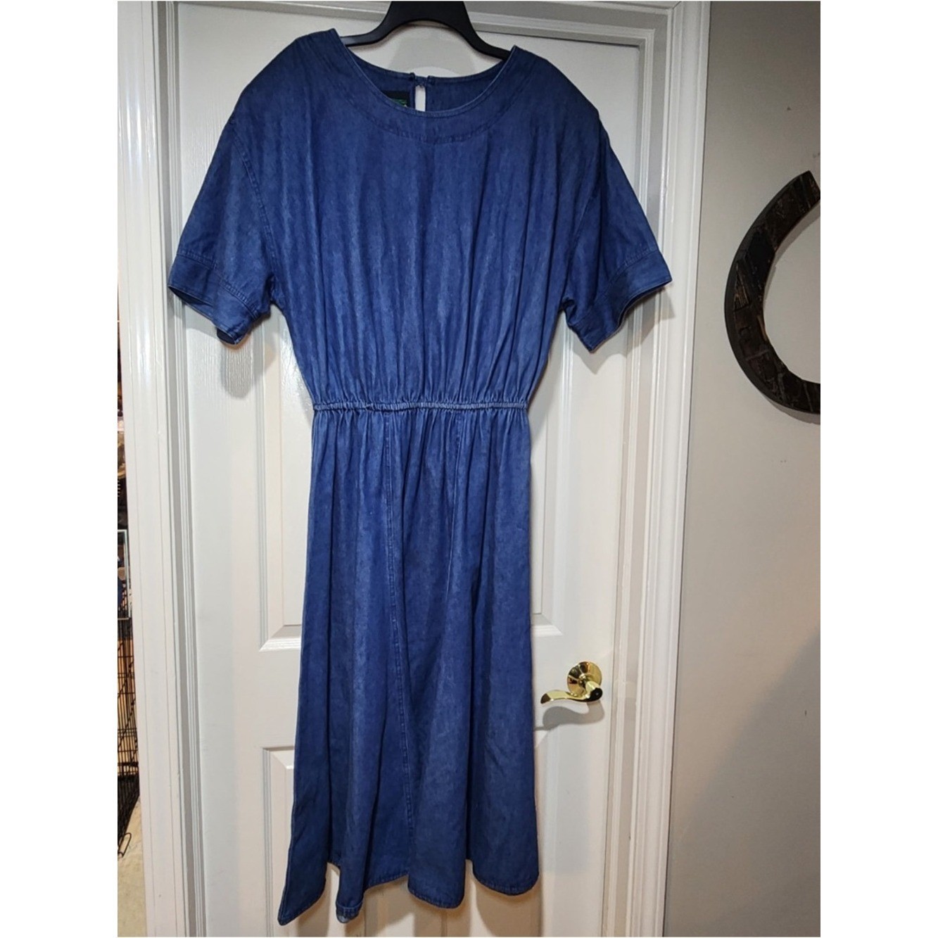 Vintage Spencer Alexis Retro 80s Indigo Denim Midi Dress Classic Made in USA