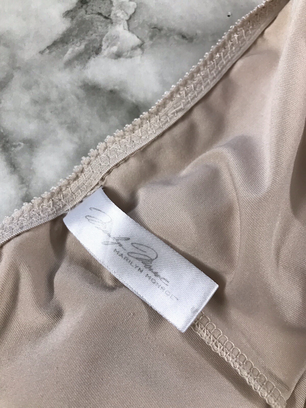 Vintage Marilyn Monroe lace poly-spandex beige Bow Lace Panty Small