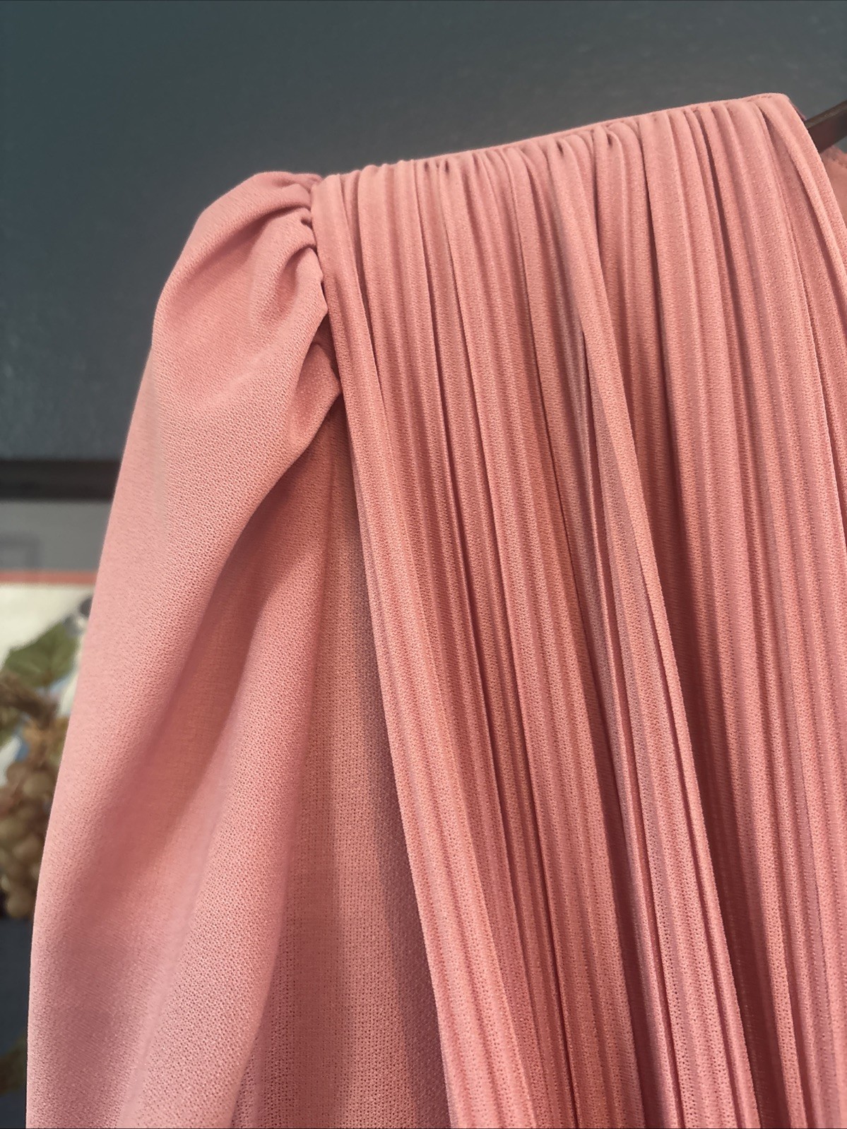 WOMENS VINTAGE SIZE 9-10 MAUVE PINK ROSE PLEATED 3/4 SLEEVE DROP WAIST DRESS