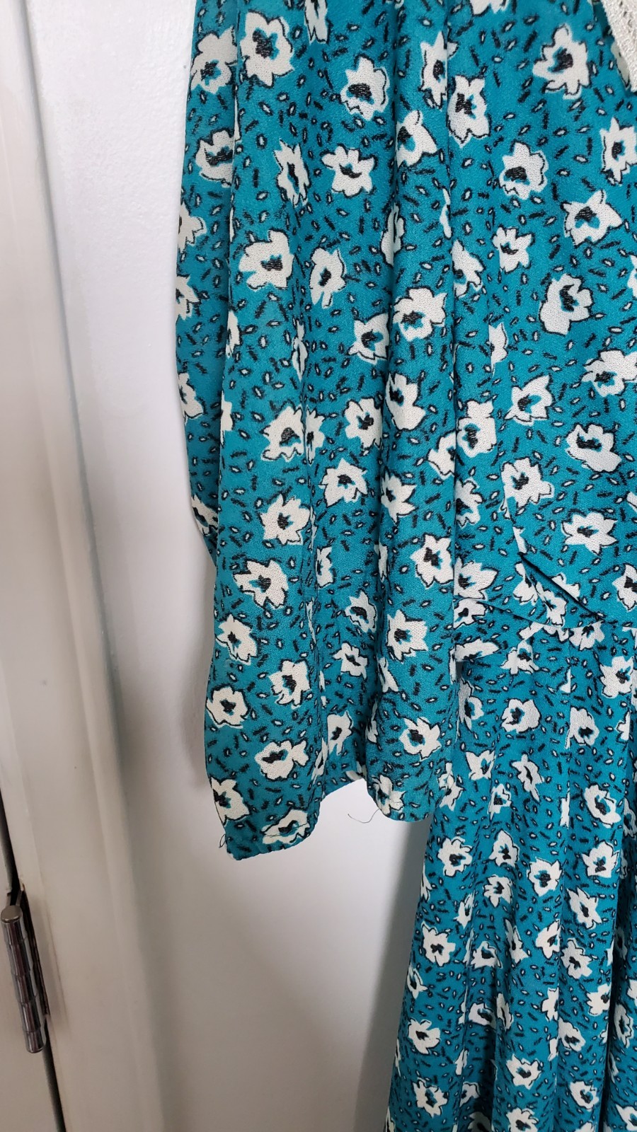 VINTAGE 1980s RICCARDO Maxi Floral Dress Cottage Fairy Shoulder Pads Lace Collar