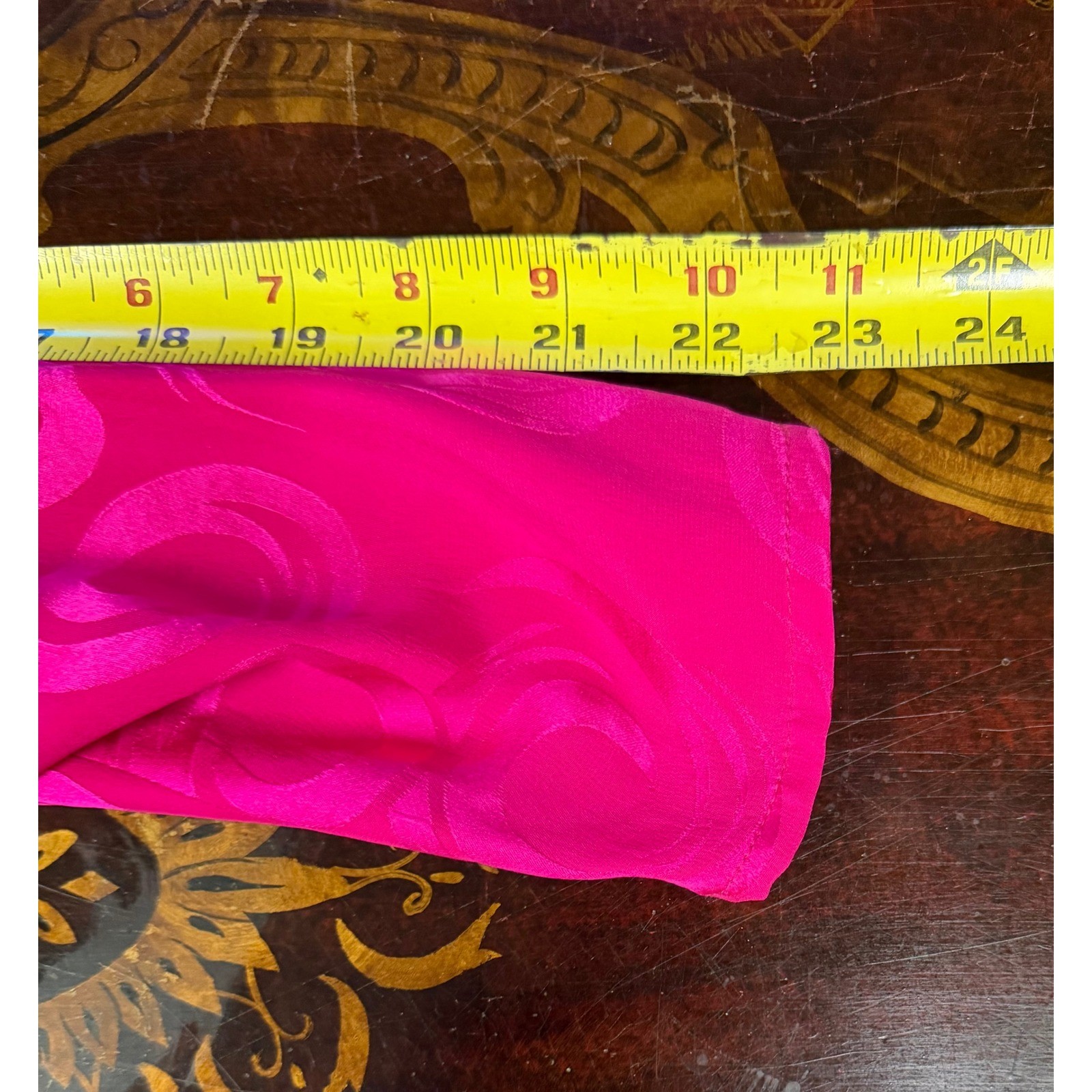 Vtg Argenti Pink Silk Jacquard Wrap Dress Midi 80s Luxury Glam Mob Wife 4 NEW