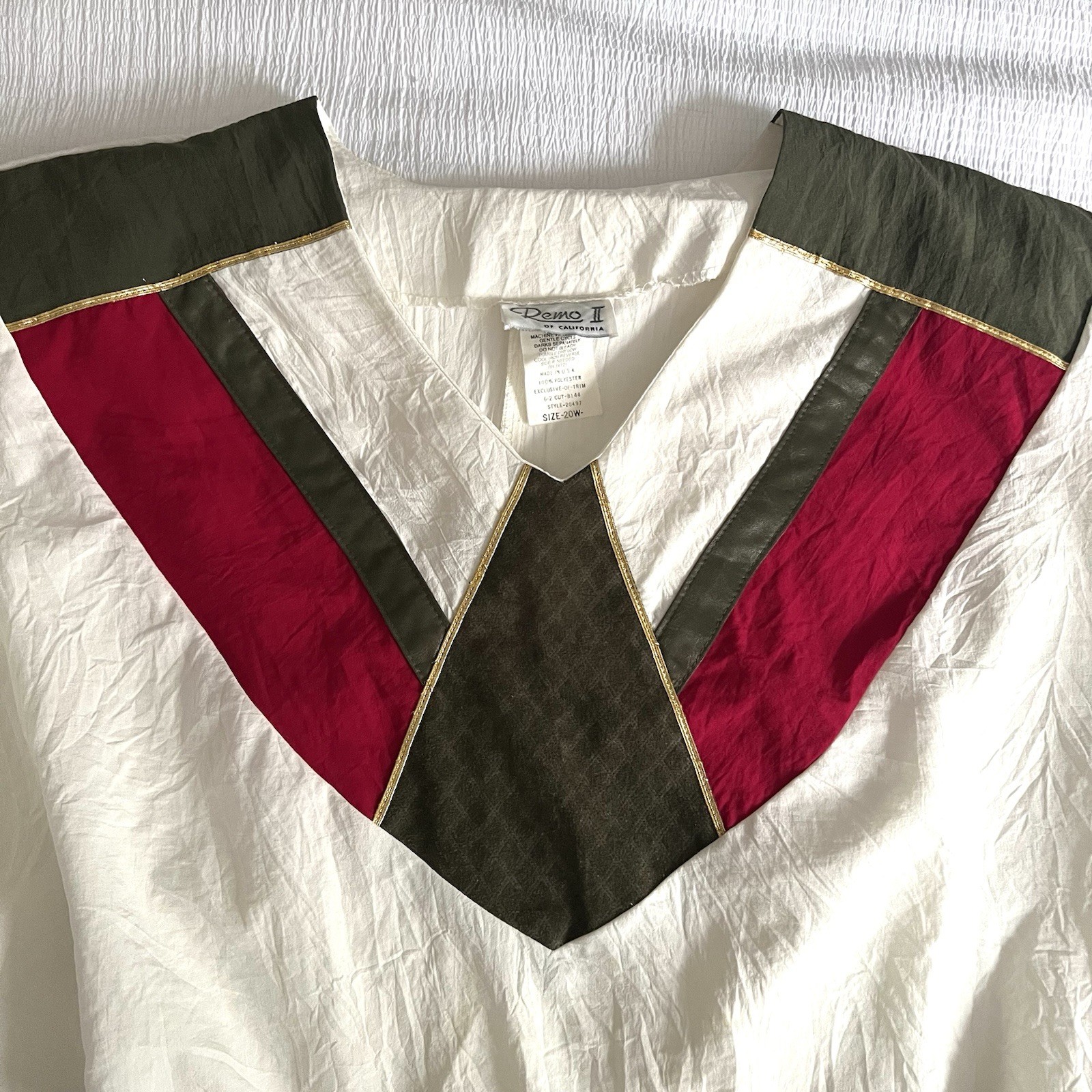 Vtg 80s REMO II of California Art Deco Color Block Top Shoulder Pad 20W USA MADE