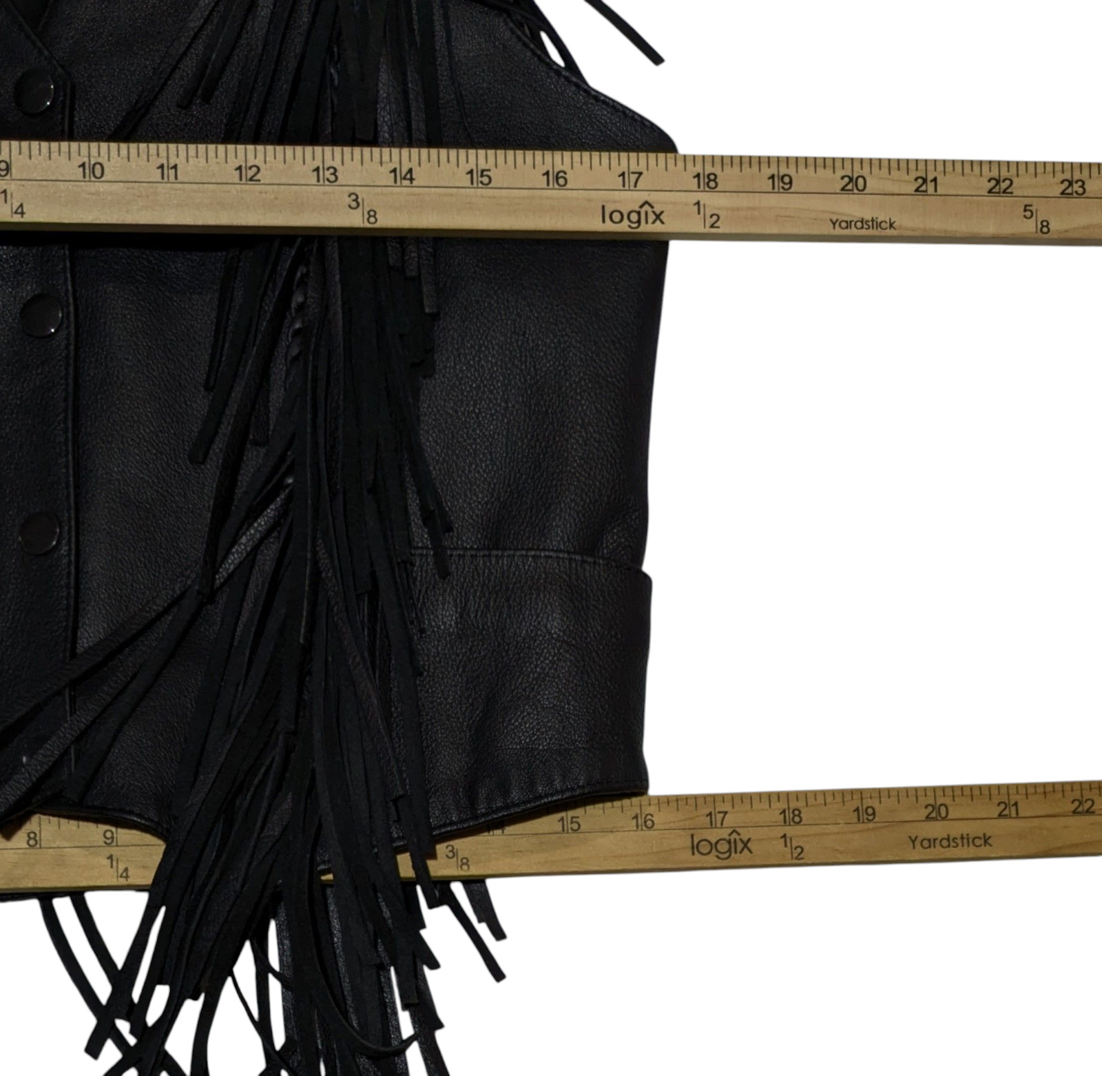 VTG Black Leather Fringe Vest Womens S Red Cross Lace Up Biker Baddie Edgy EUC
