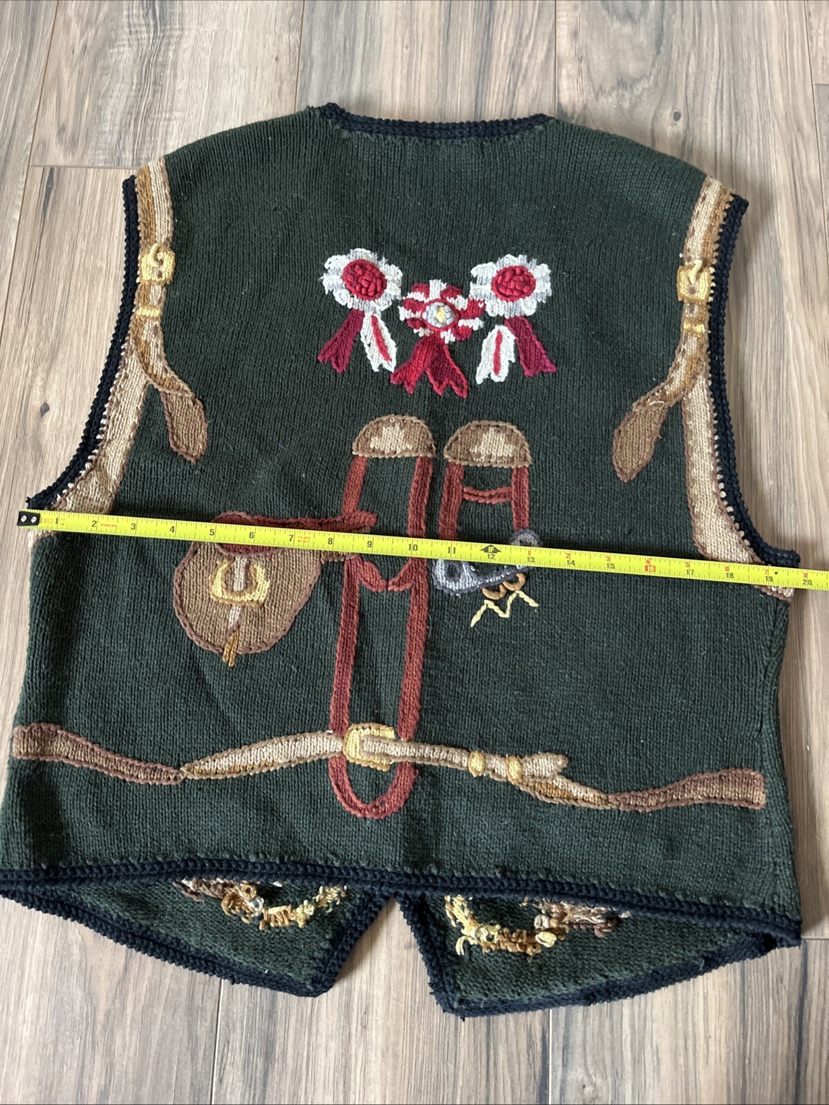 Vintage 80s Lauren Hansen Equestrian Sweater Vest Classic Preppy Old Money