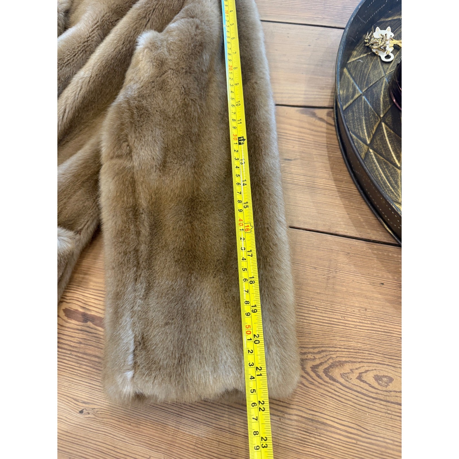 Vintage Russel Taylor Mincara Faux Fur Coat Brown Mid-Length Button Front Jacket