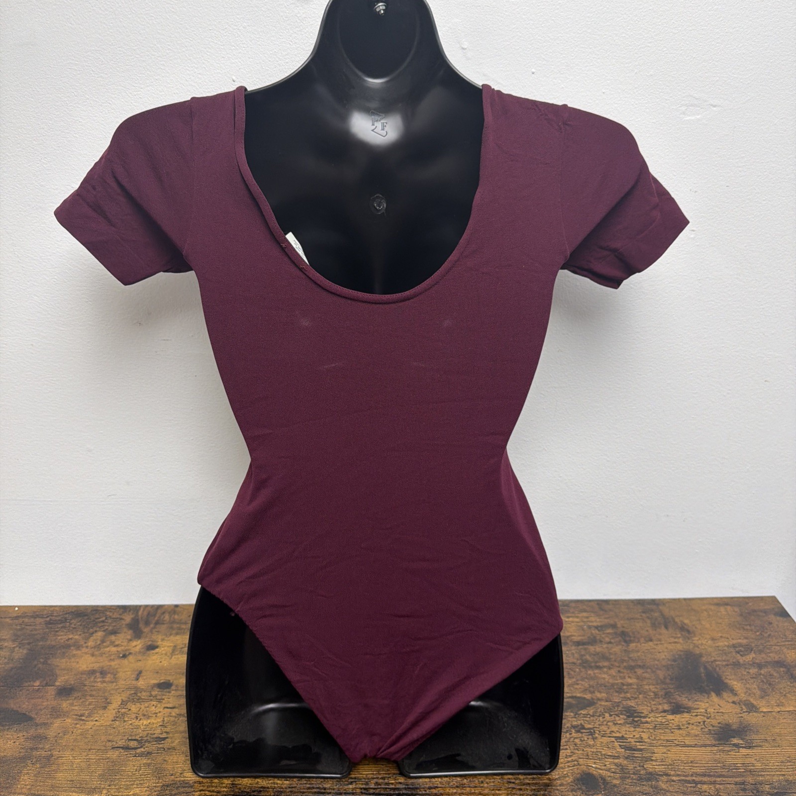 Vtg 80s Danskin Bodysuit Leotard Dark Purple USA Nylon sz Small