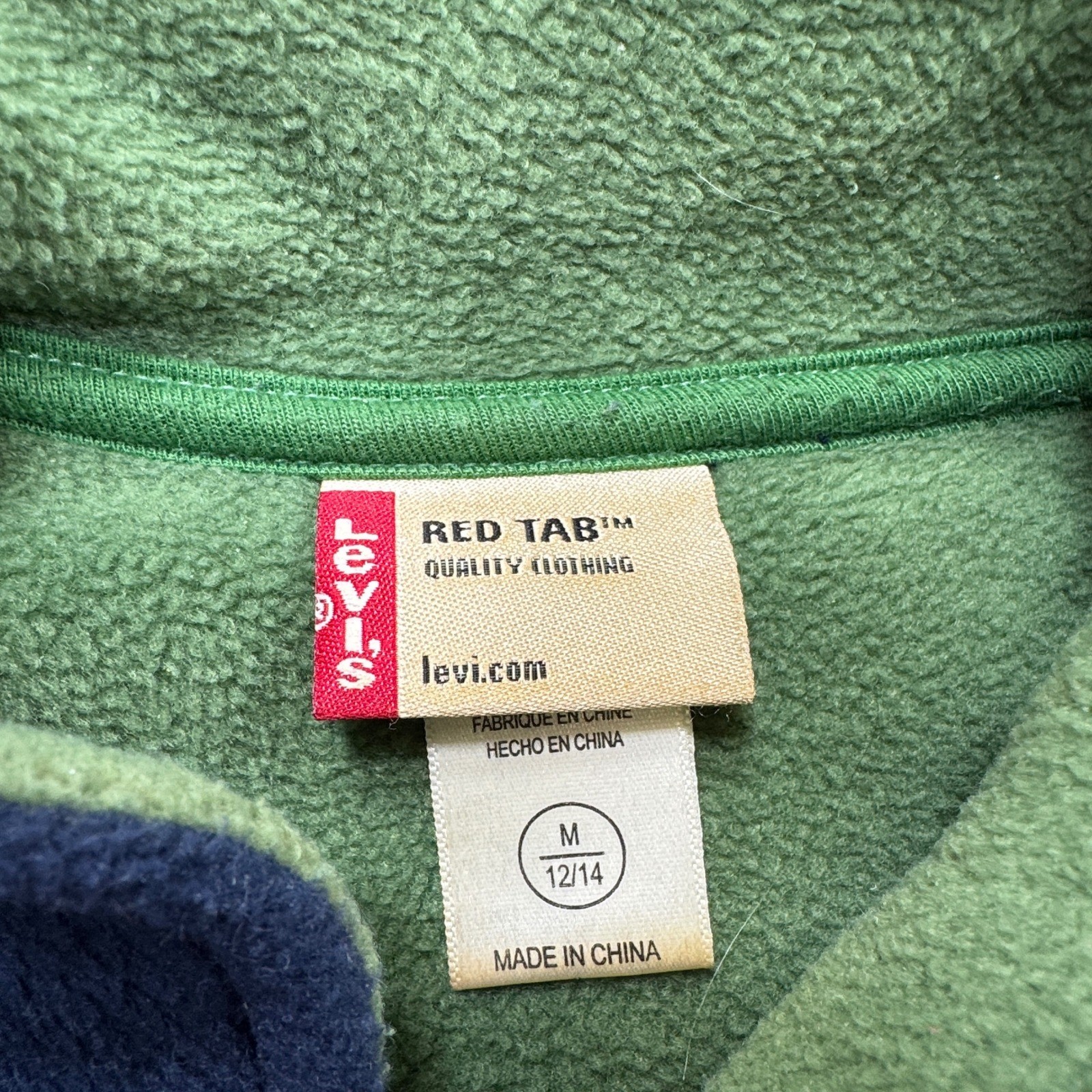 Vintage Levi’s Sweater Women’s M 12/14 Navy Blue 1/4 Zip Red Tab Fleece Pullover