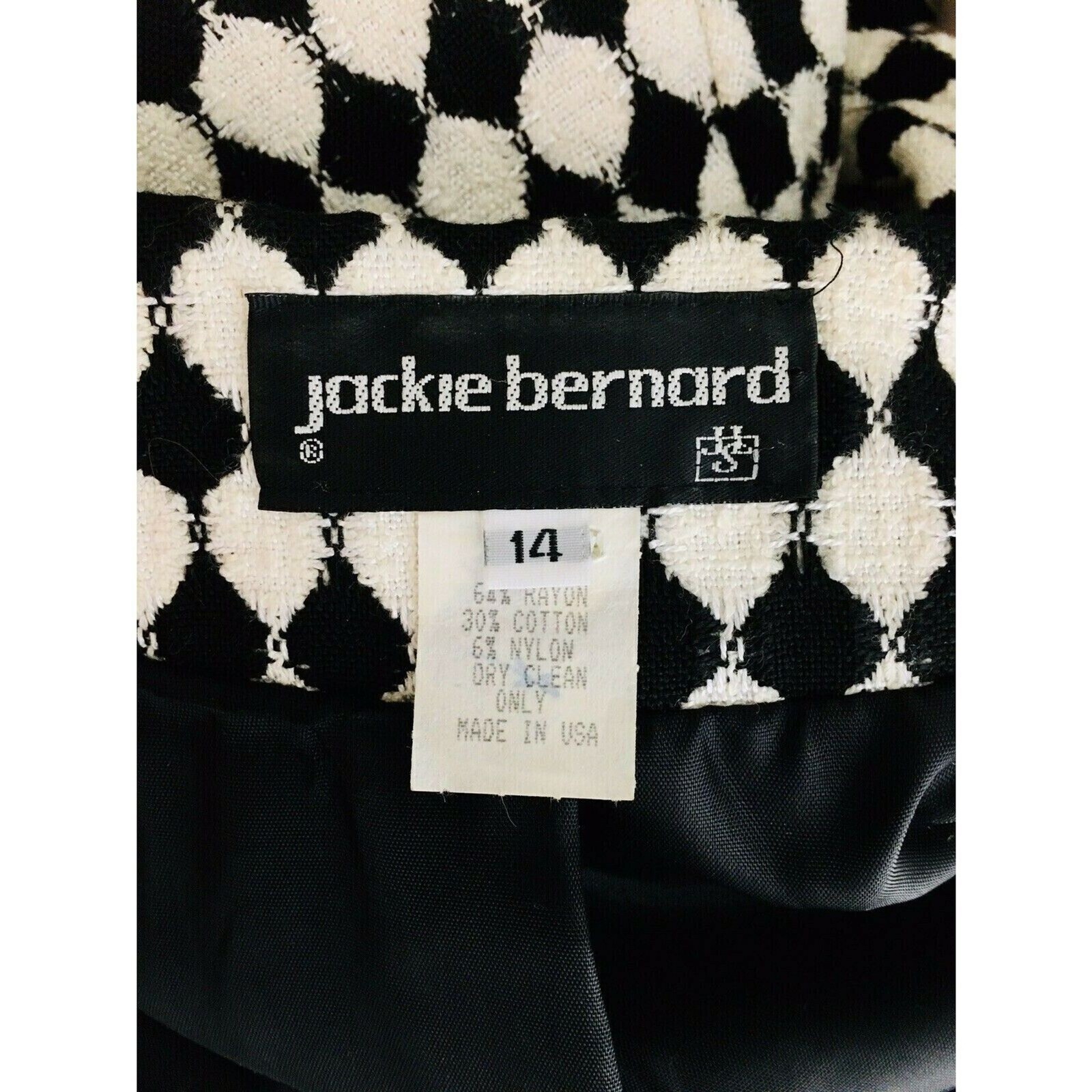 Vintage 80s Jackie Bernard MOD Monochrome Dress Coat Women’s Size M/L