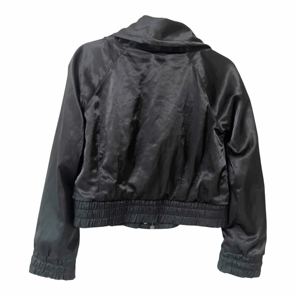 Nike Women’s Black Satin Crop Sportswear Casual Full Zip Bomber Jacket Sz Medium