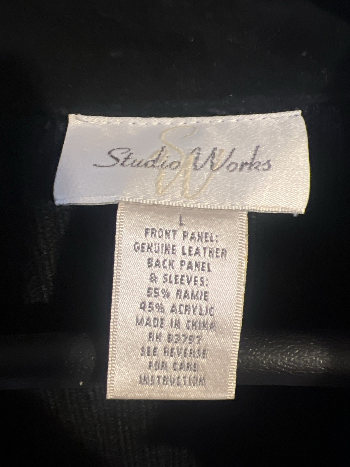 Studio Works Women’s Black Brown Patchwork Genuine Leather Zip Jacket Size L