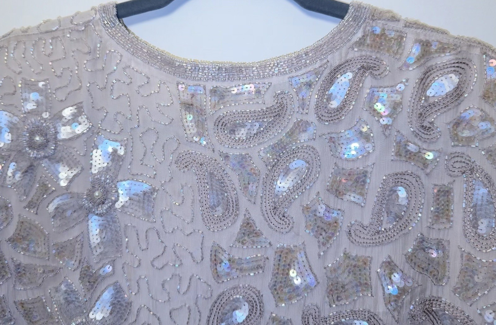 VTG JUDITH ANN CREATIONS Bead Sequin 100% Silk Jacket Sz Medium