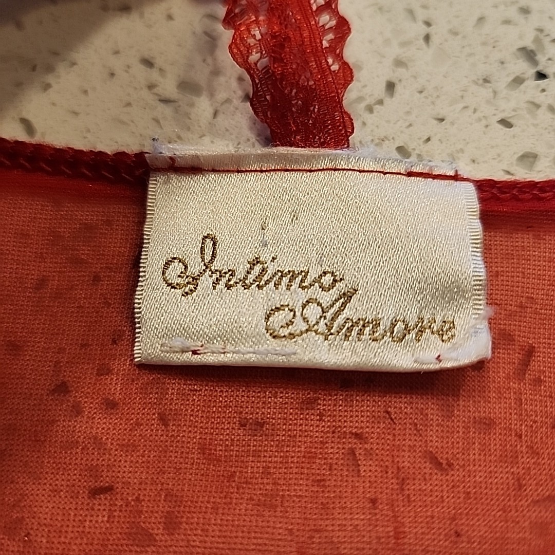 Vintage Intimo Amore Bed Jacket Red Sheer One Size Lingerie Bell Sleeve