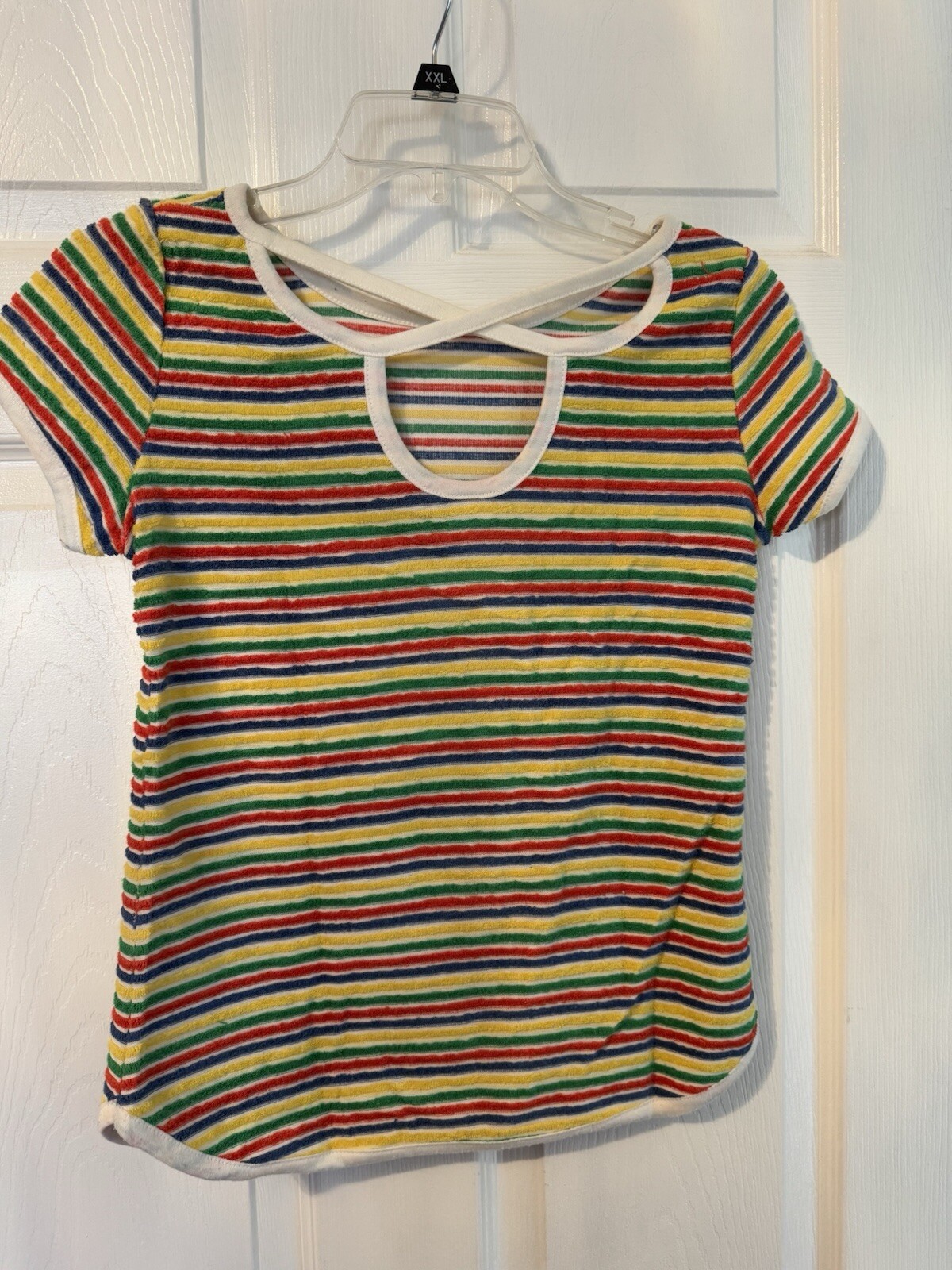 Vintage Knit Waves Terry Shirt Stripes Size Large 1970’ 1980’s