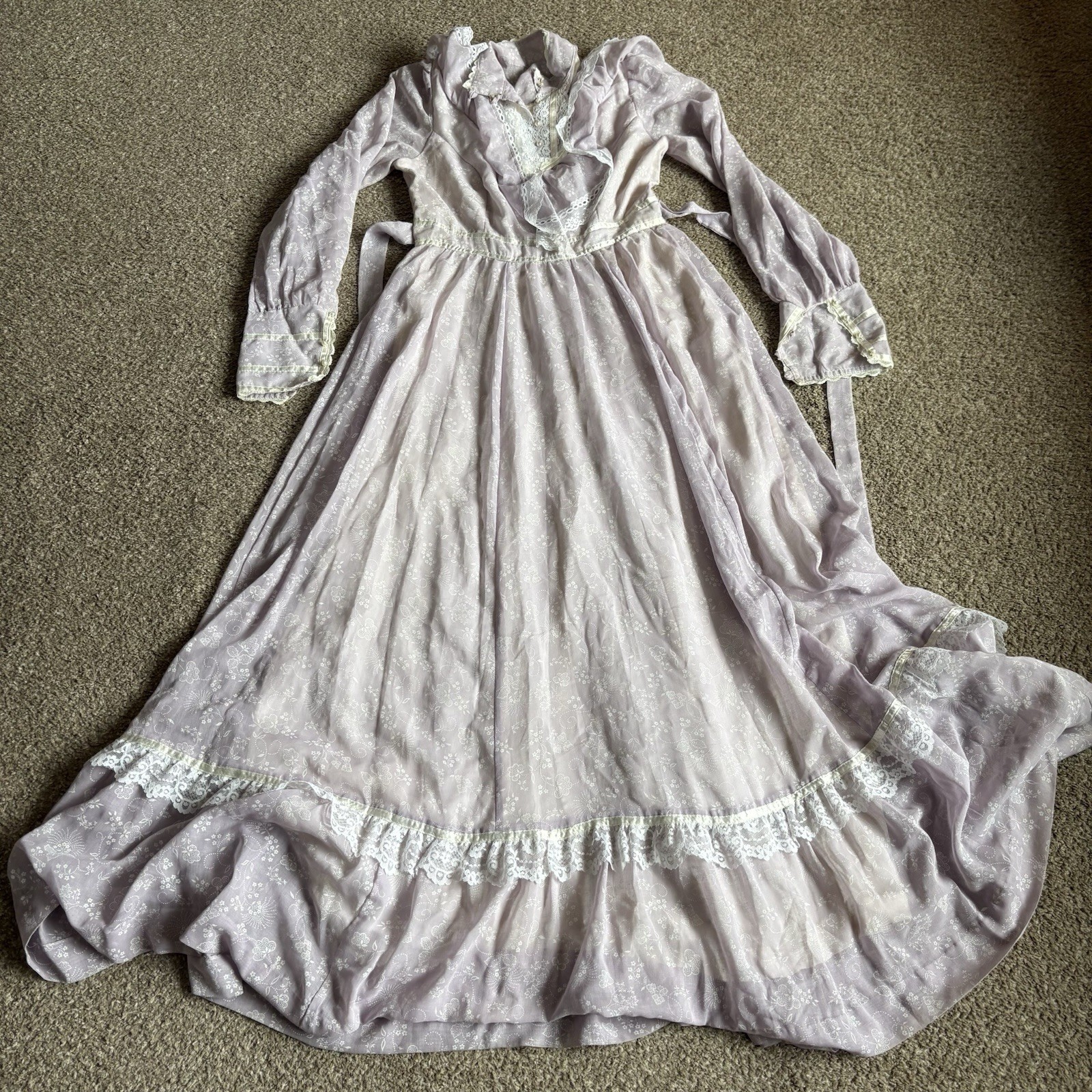 Gunne Sax By Jessica Womens Cottage Core Prairie Dress Purple Vintage