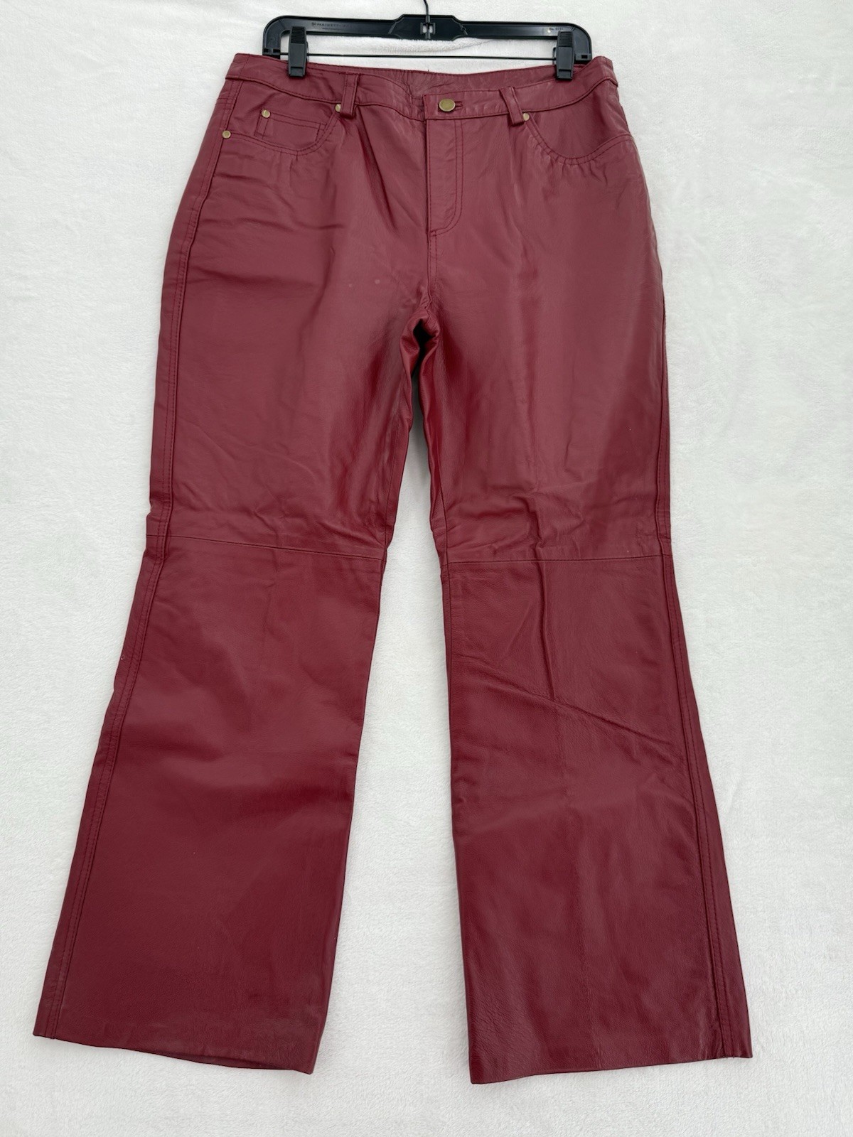 Vintage Y2K 90s Metro Style Genuine Leather Lined Pants Red Women’s Size 12
