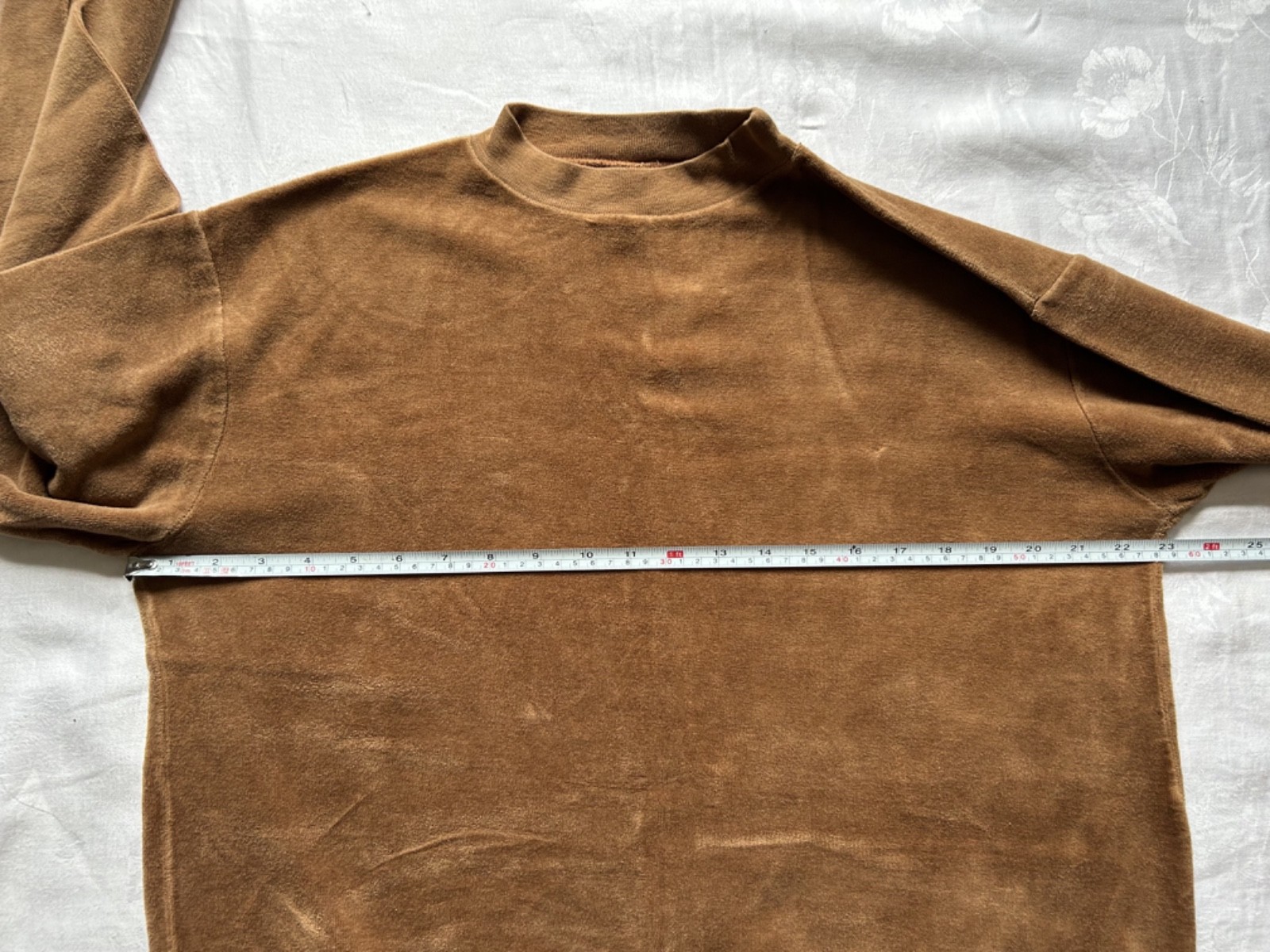 VINTAGE 80s Catalina Cali VELOUR Plush Pullover Sweatshirt Womens XL Camel Brown
