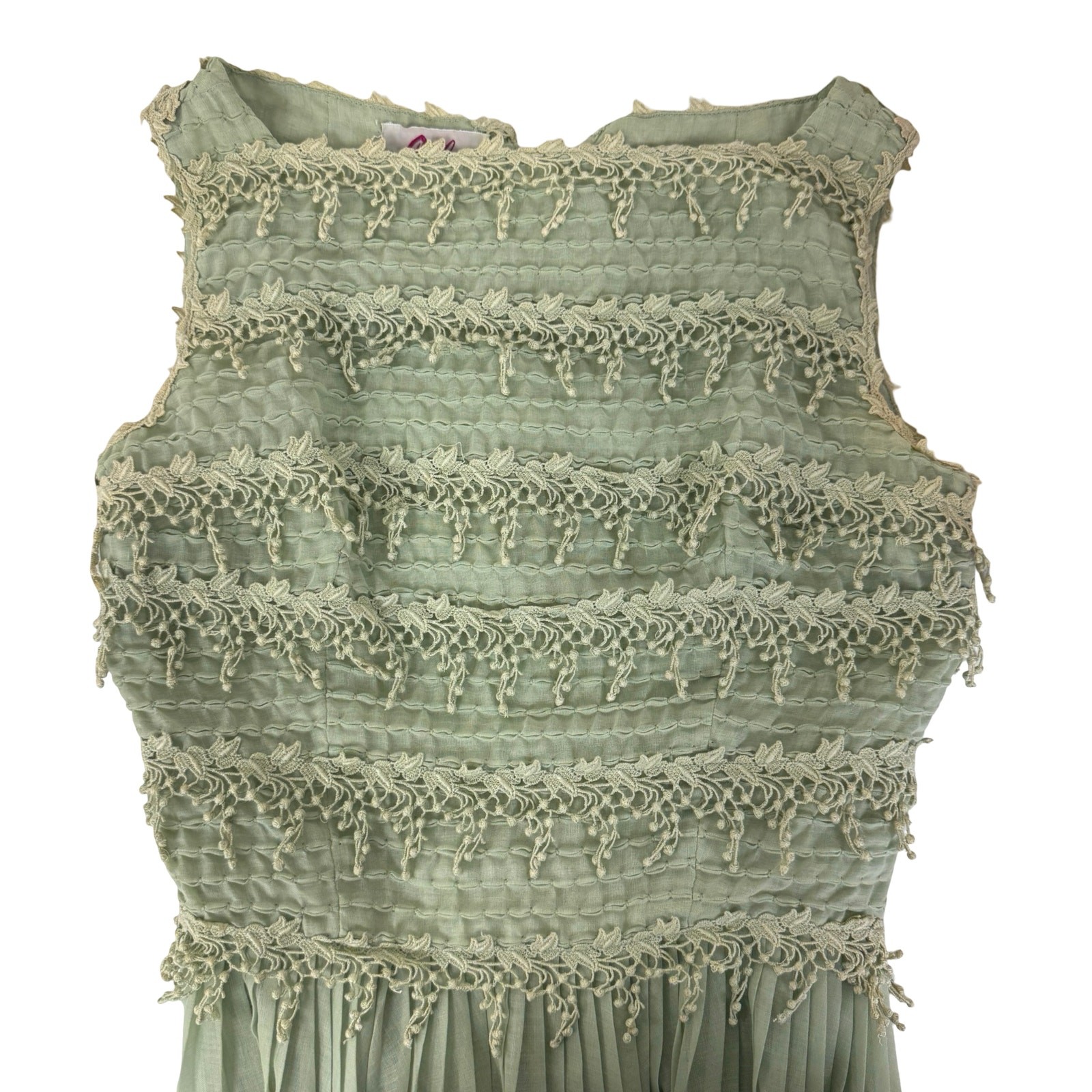 1950s Mint Green Carlye Party Dress Pleated Skirt | Vintage Cocktail Dress XS/S