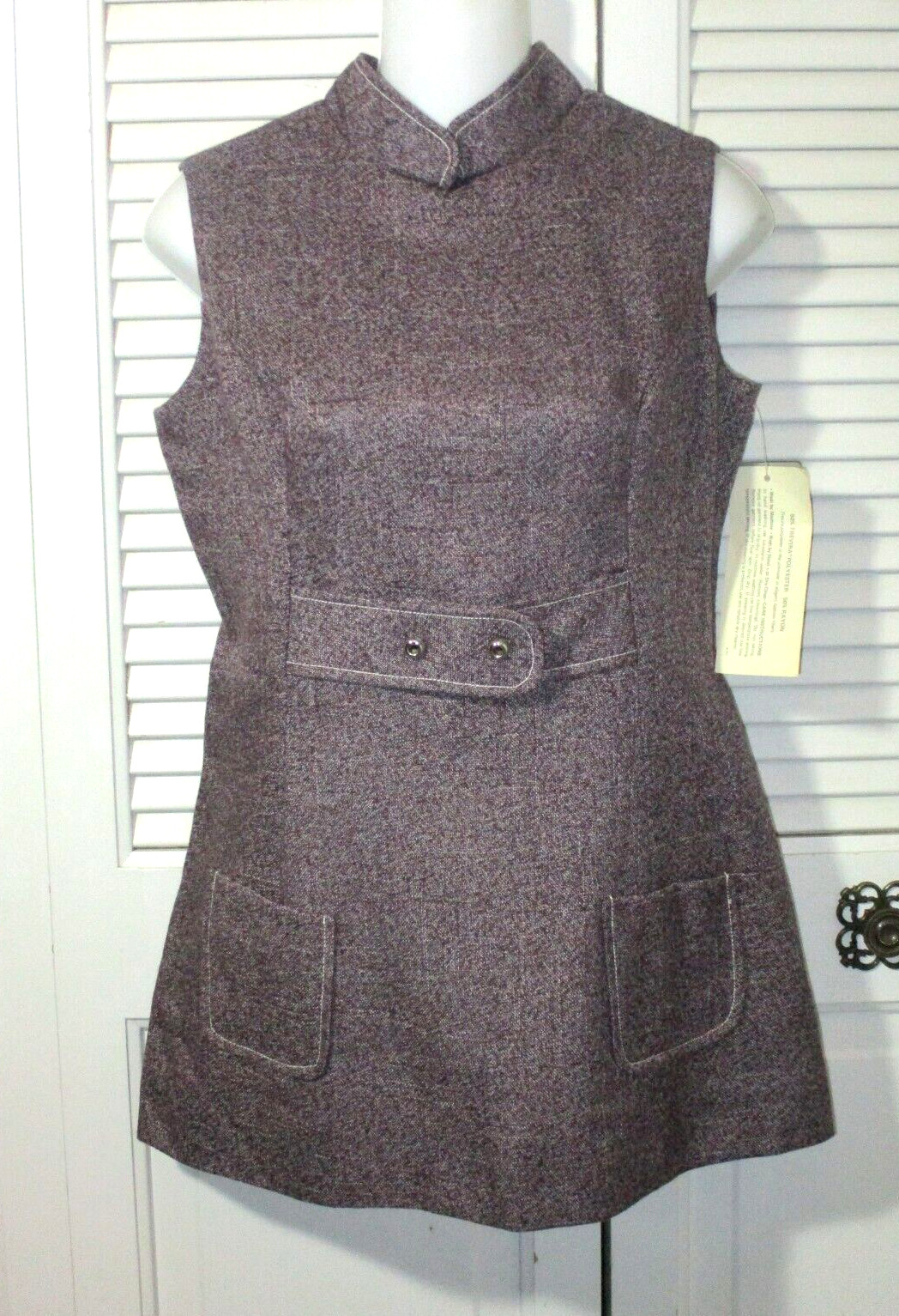 Vtg. NOS Jerell Of Texas The Trevira Era Heathered Plum Mini Dress 9