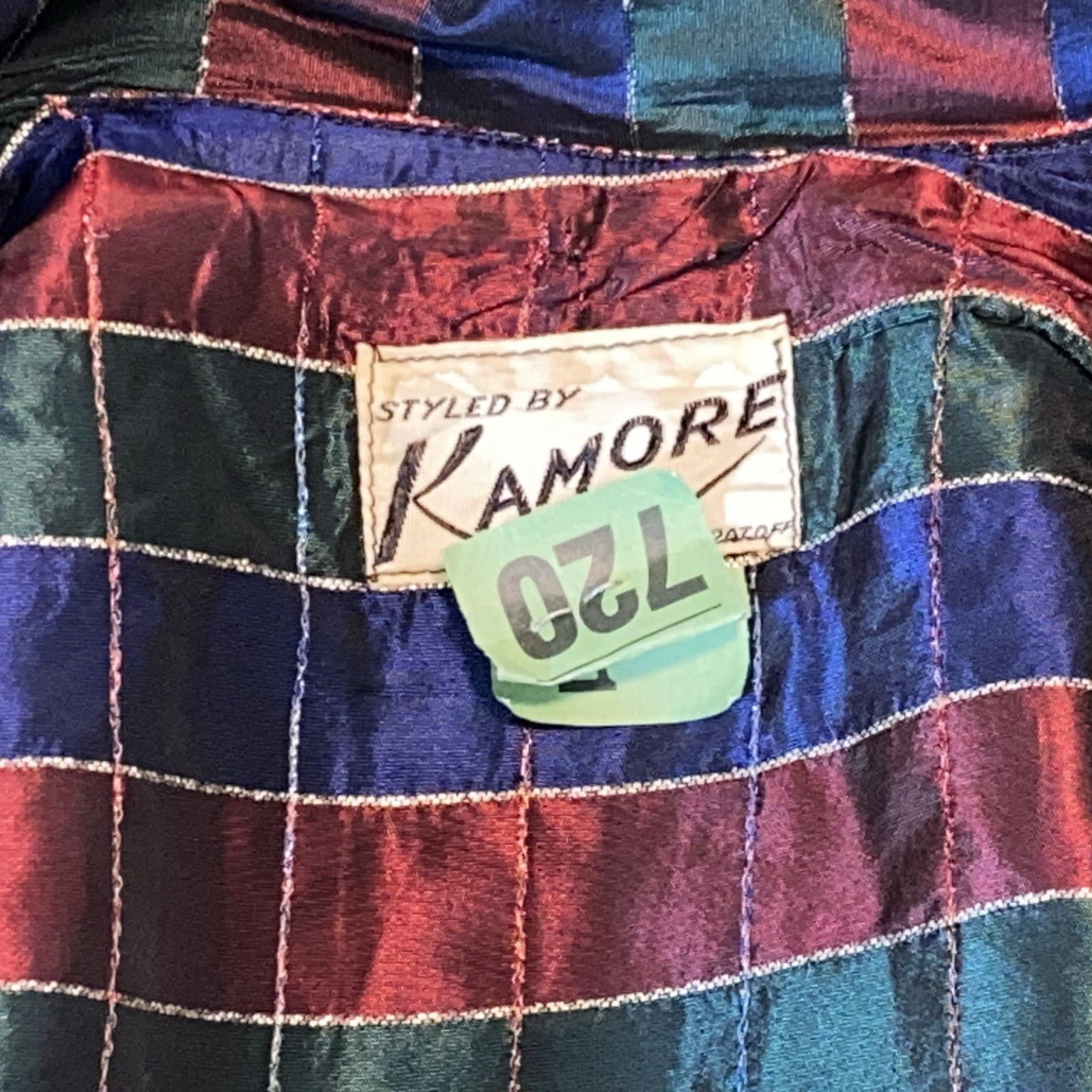Vintage 40’s 50’s KAMORE Iridescent Taffeta Glam Hostess Jacket L Top Pockets