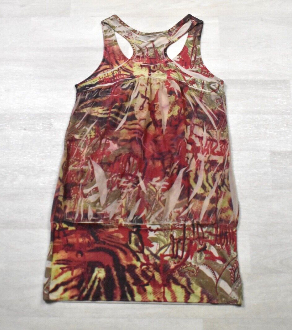 Y2K Charlotte Russe Tunic Top Racerback Bikercore Tiger Print Medium VTG 2000s
