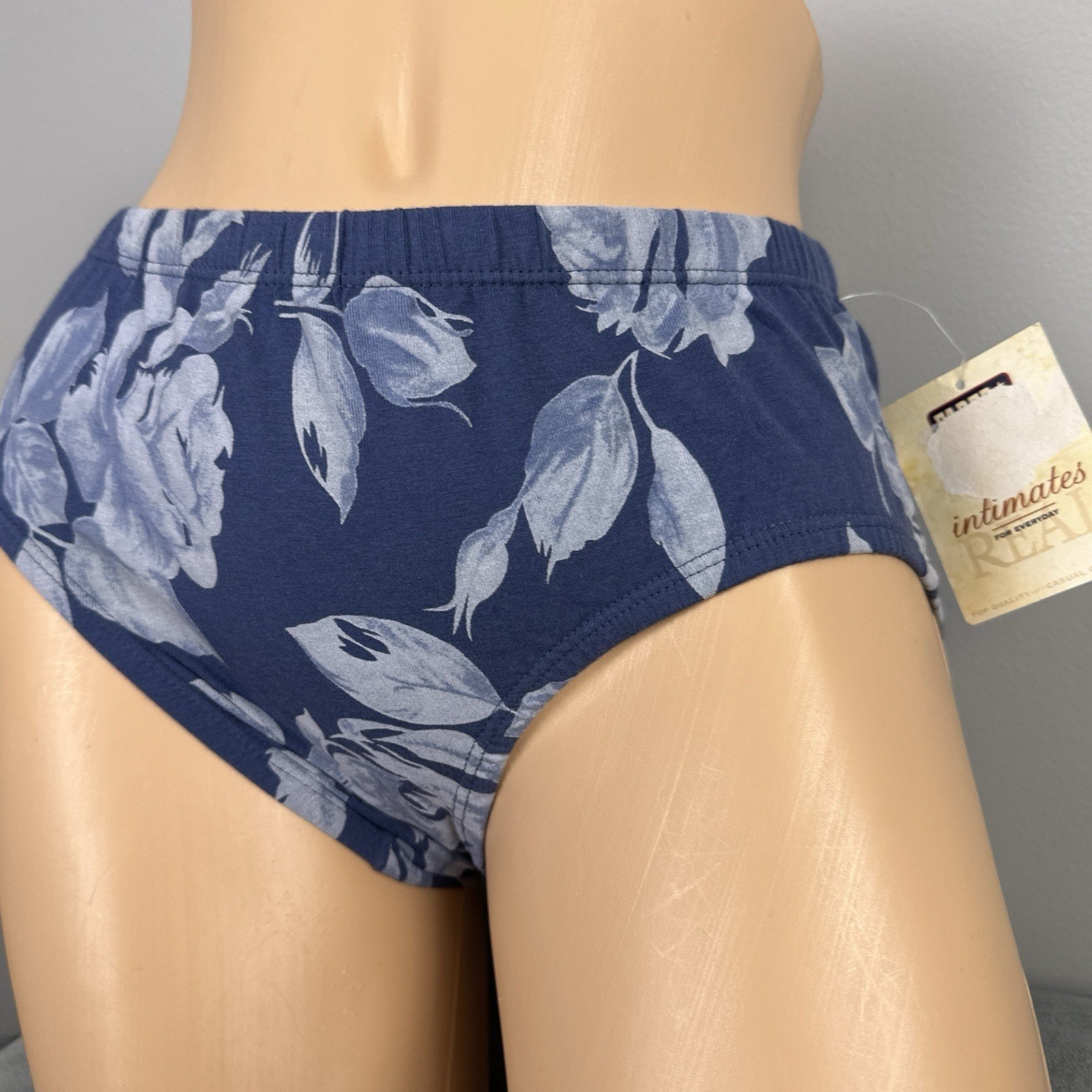 Vintage Faded Glory Panties Size Medium Boyleg Briefs Panties Blue Floral NOS
