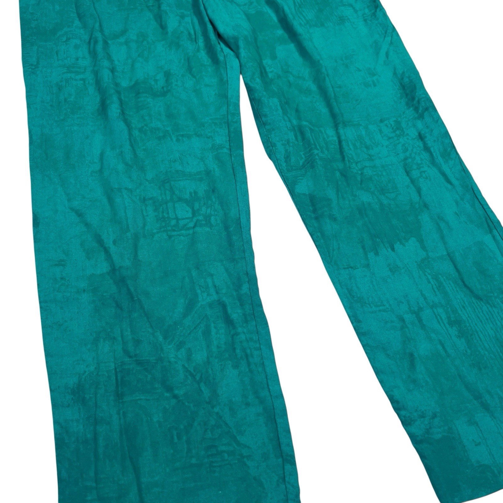 Vintage Pierre Lamonte Teal Rayon Wide Leg Pants Size M 29 Waist