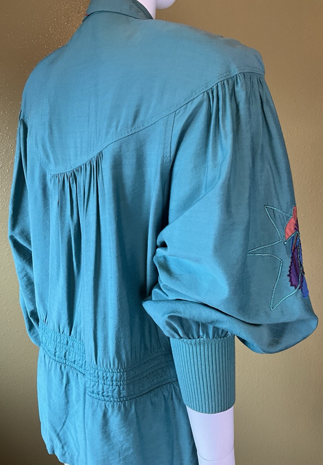 Vtg 80s Marc D’arcy Jacket Embroidered Beaded Applique Shoulder Pads Sz 4 Button