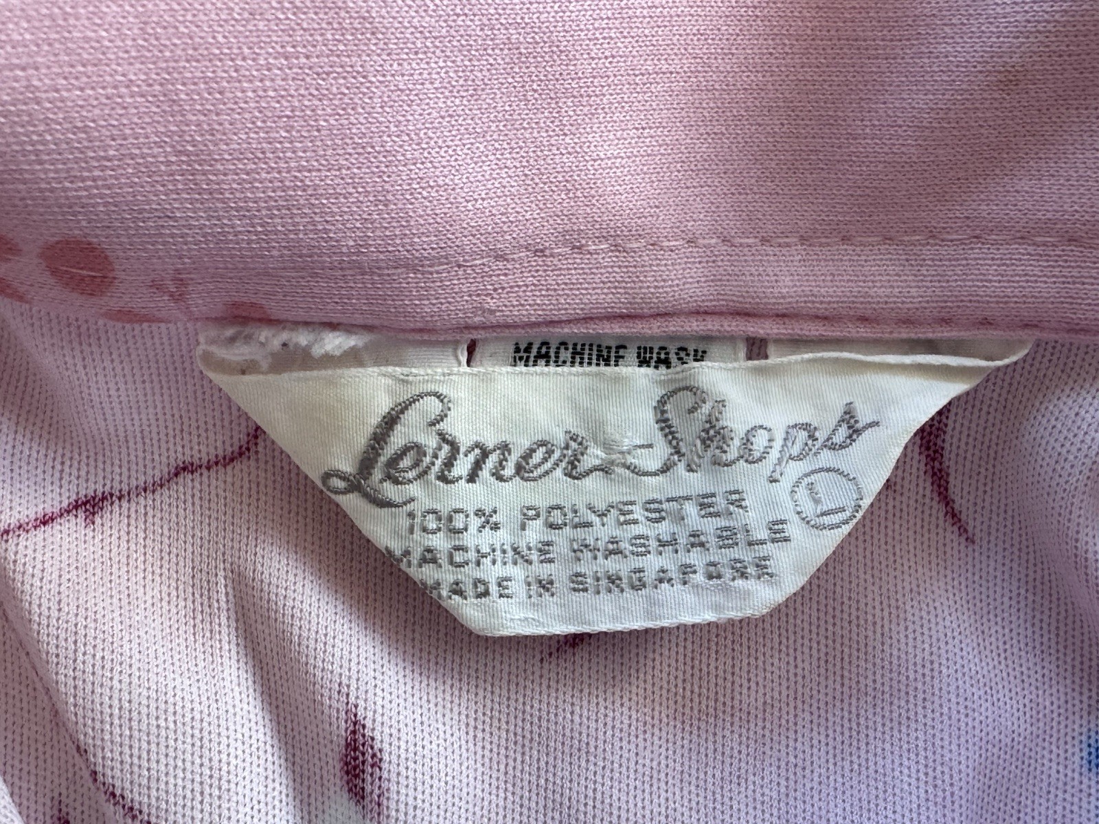 Vintage 70s Lerner Shops Pink Boho Birds & Floral Long Sleeve Button Down Top