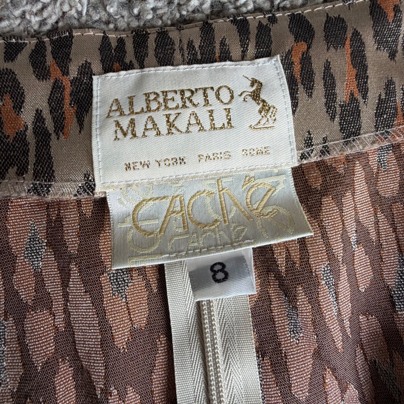 Alberto Makali Cache Vintage Leopard Print Corset Tank Top Metallic Brown Size 8