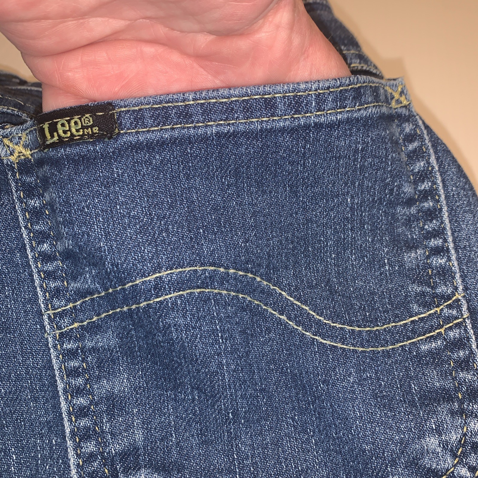2-Vtg Juniors USA LEE Jeans Size 12 High Waist Straight Creased Leg Dark Blu Tag