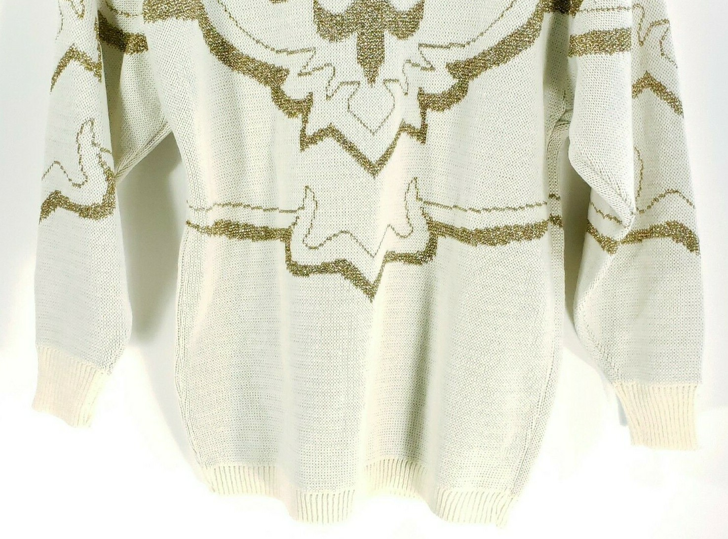 Vintage Maurada Sweater Women’s Large Cream Gold Design Retro Pullover
