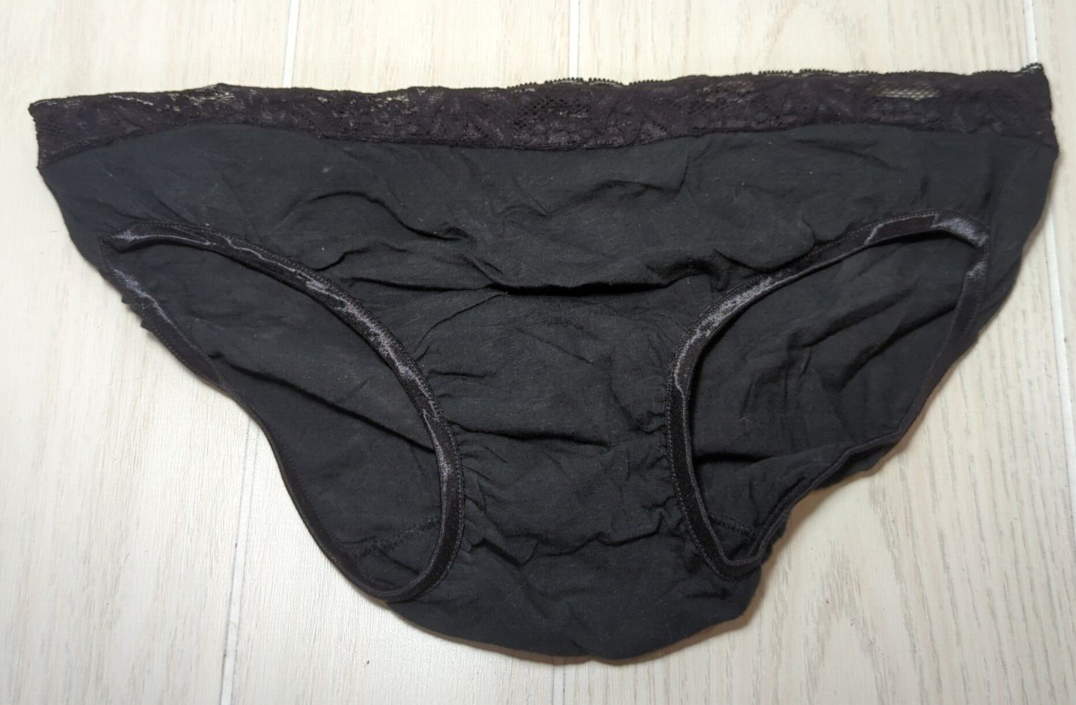 Alan R vintage Small panties black lace top polyester lycra USA made SAMPLE tag