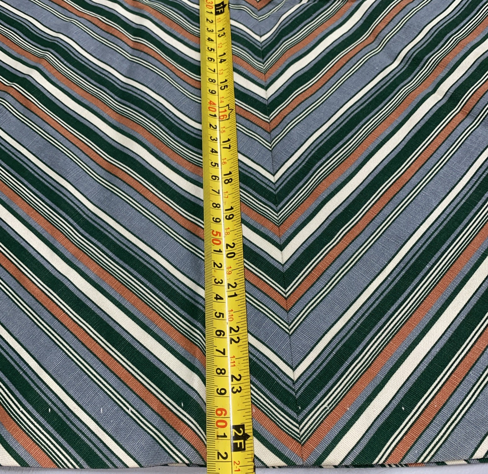 Vtg 70s JCPenney Chevron Maxi Skirt XS Green Orange Prairie Boho A-Line 24” 38fl
