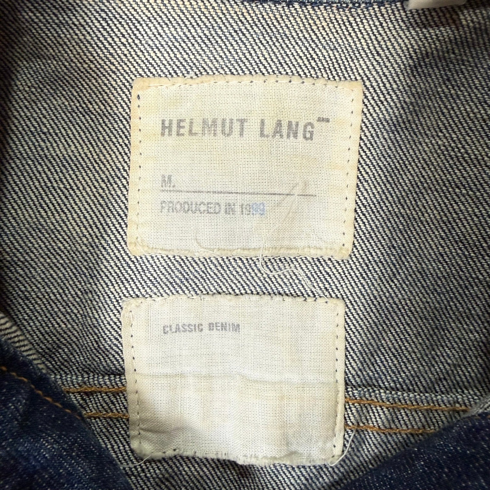Vintage 90s Helmut Lang Classic Denim Jacket Made in Italy Blue Trucker Sz 44 M