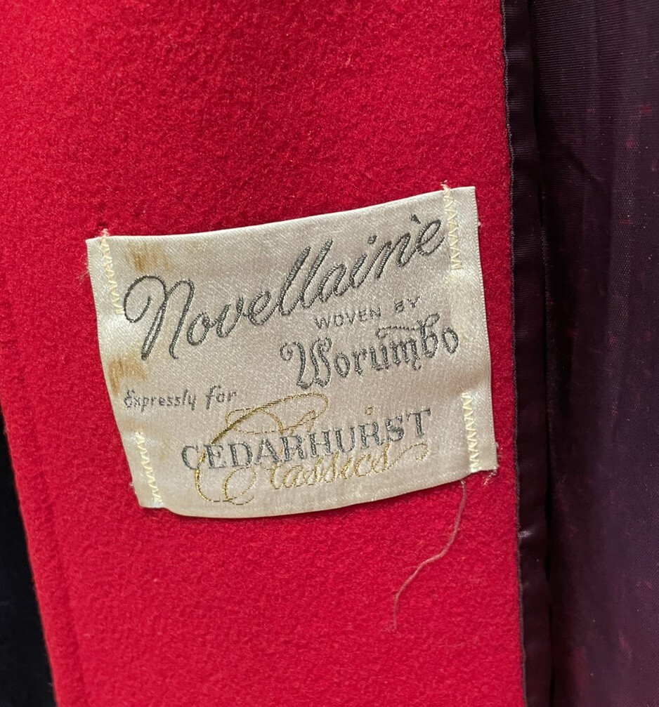 Vintage Novellaine Worumbo Peacoat 100% Wool Navy And Red Size Coat Large