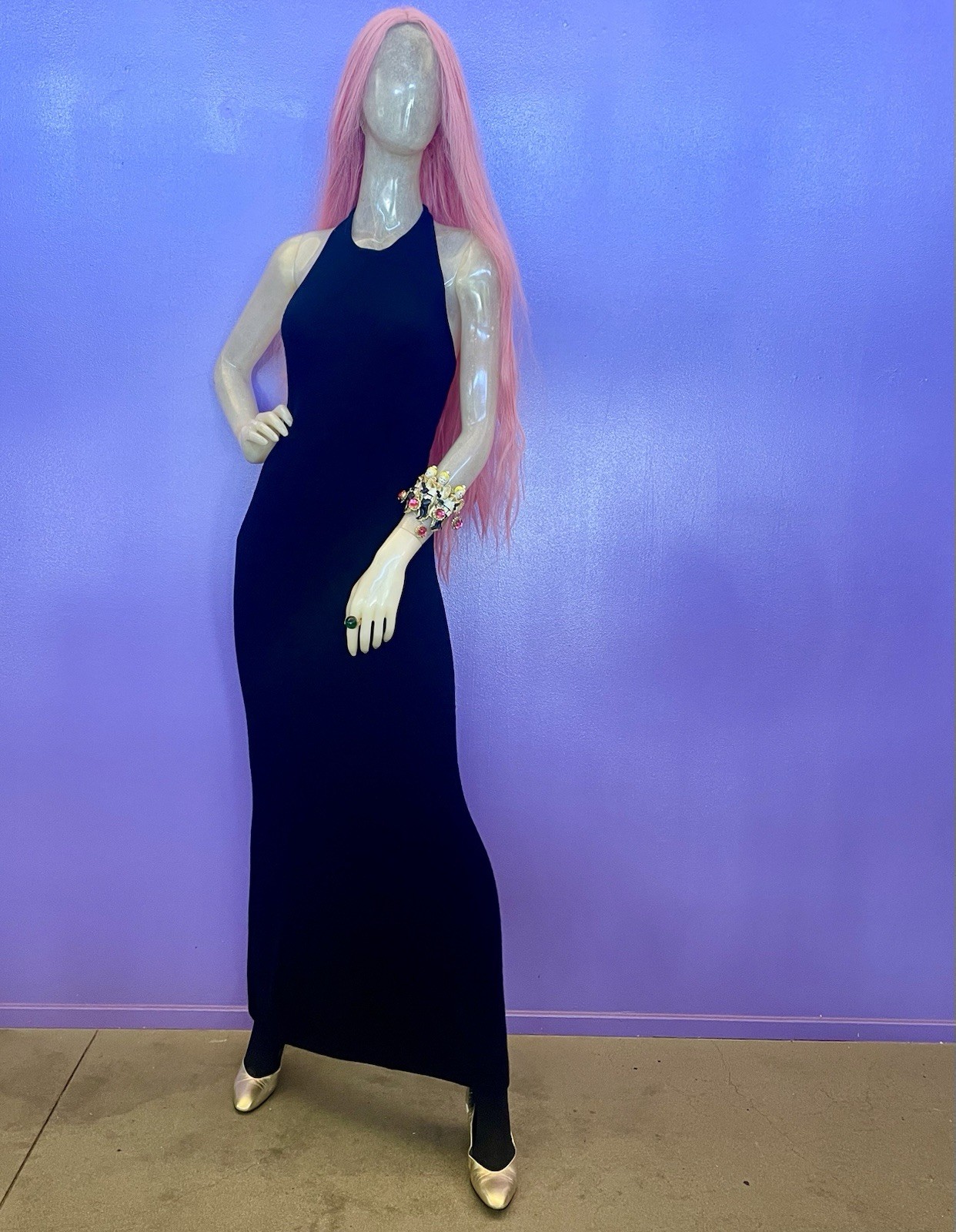 Vintage 1970’s SONIA RYKIEL Black Cashmere VIXEN DRESS HOURGLASS WOW