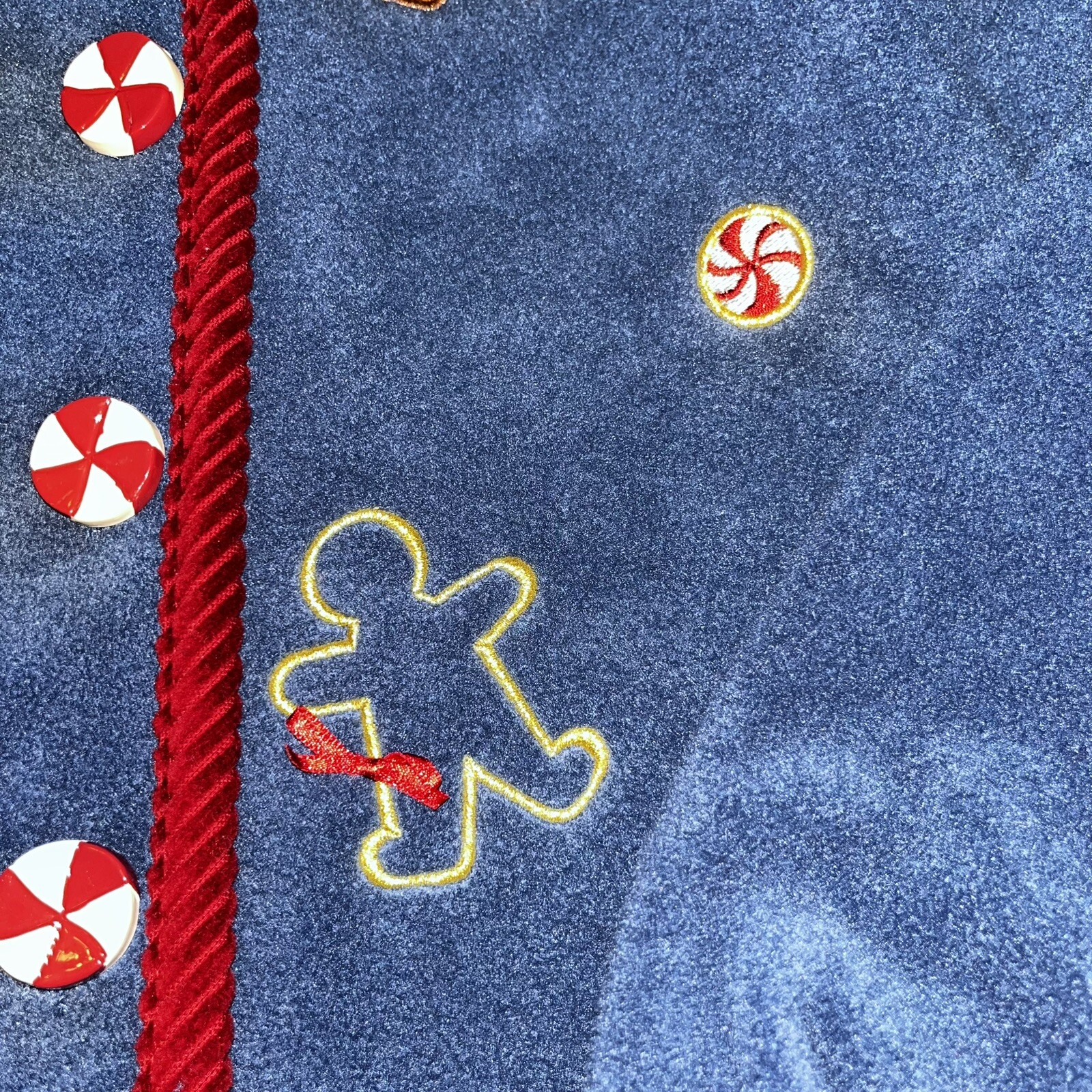 NWT VTG 1990s Mandal Bay Peppermint Candy Gingerbread Christmas Fleece Jacket S