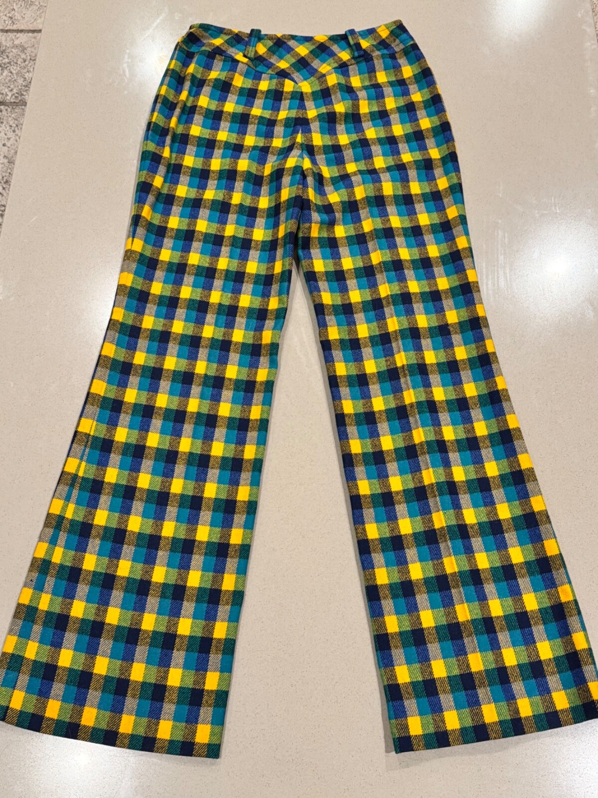 Vintage 1970s John Meyer Colorful Checkered Wool Trouser Pants Women’s Small